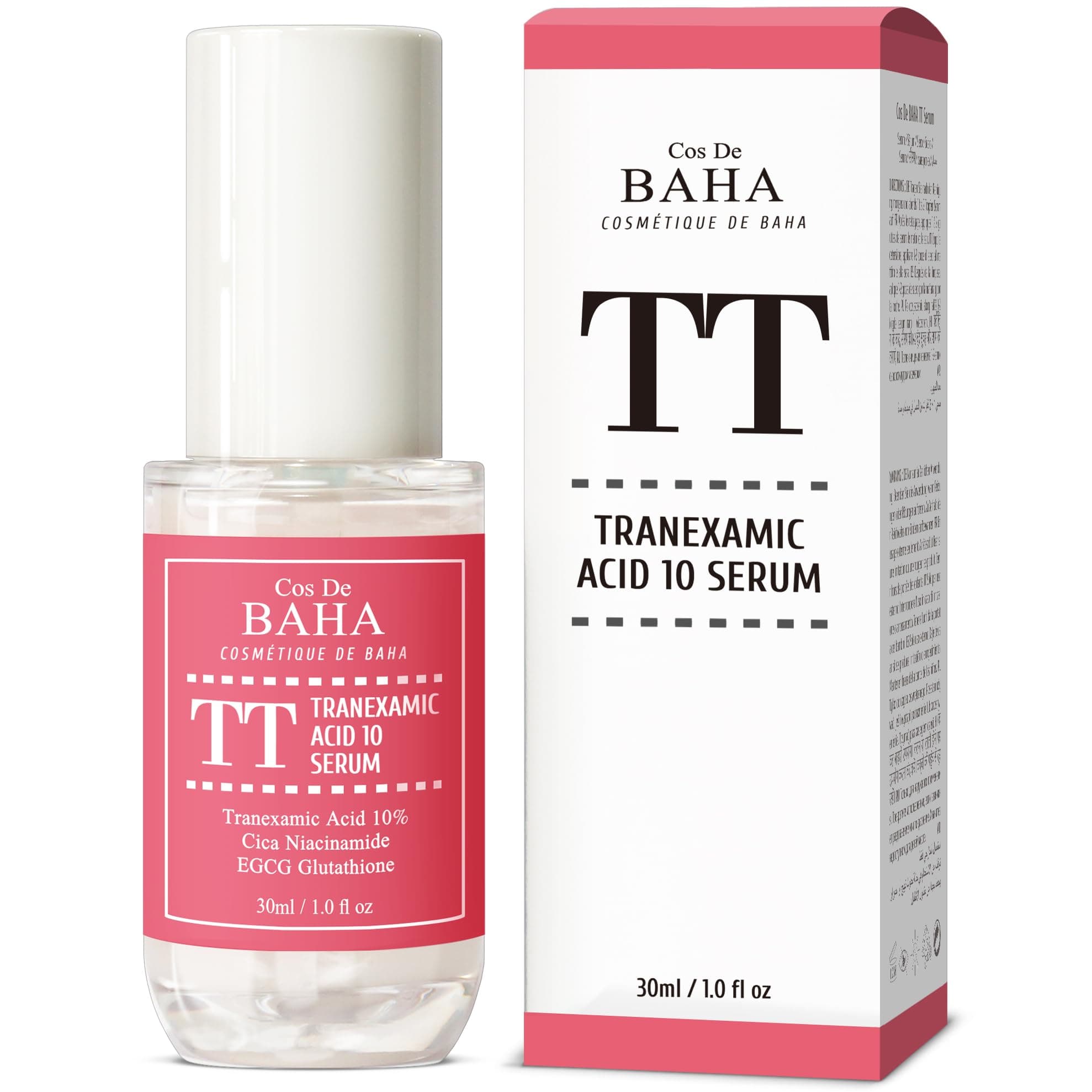 Cos De BAHA Tranexamic Acid 10% Serum for Face/Neck - Helps to Reduce the Look of Hyper-Pigmentation, Discoloration, Dark Spots, Remover Melasma, 1 Fl Oz