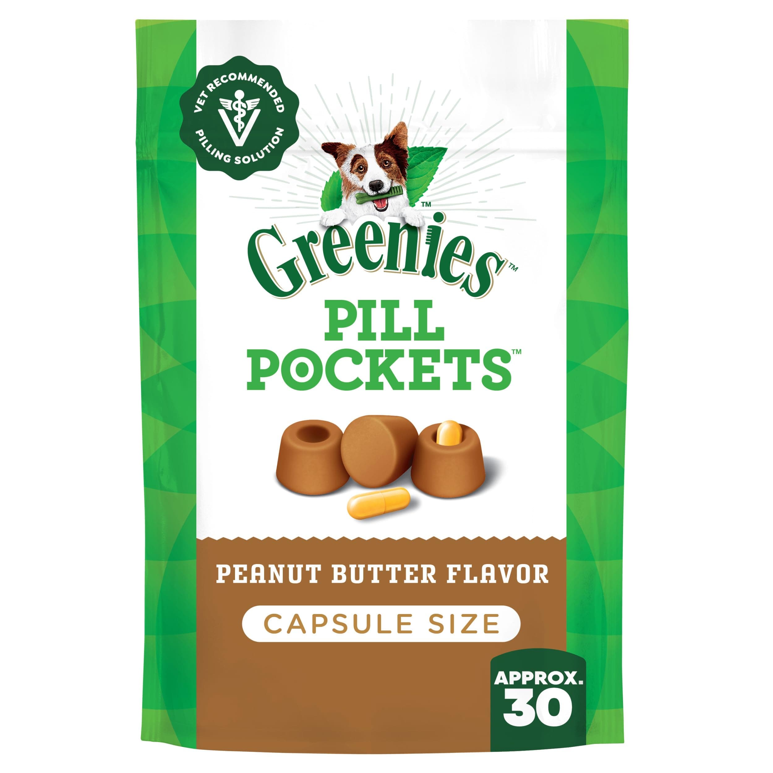 Greenies Pill Pockets for Dogs Large Size, Dog Treat Pouch for Capsule Medication, Peanut Butter Flavor, 7.9 oz. Pouch