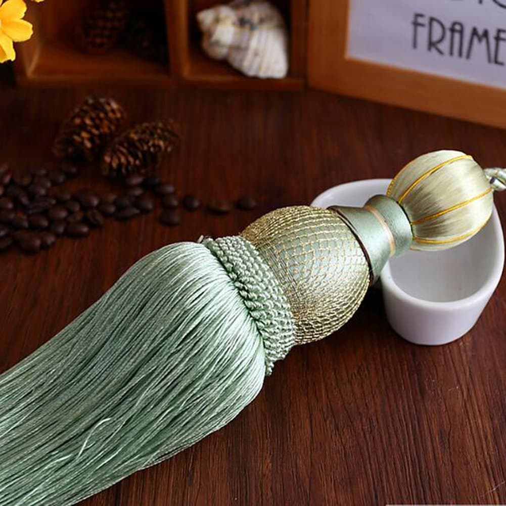 One Pair European Style High-Grade Curtains Tieback Rope Tassel Holdbacks (Light Green)