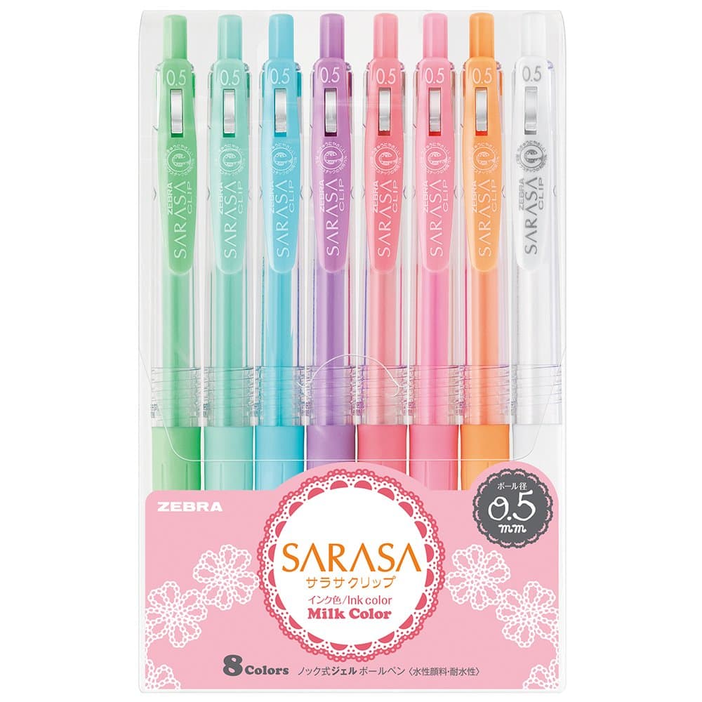 Zebra Sarasa Clip 0.5Mm Ballpoint Pen,8 Color Set (Jj15-8C-Mk ),Assorted