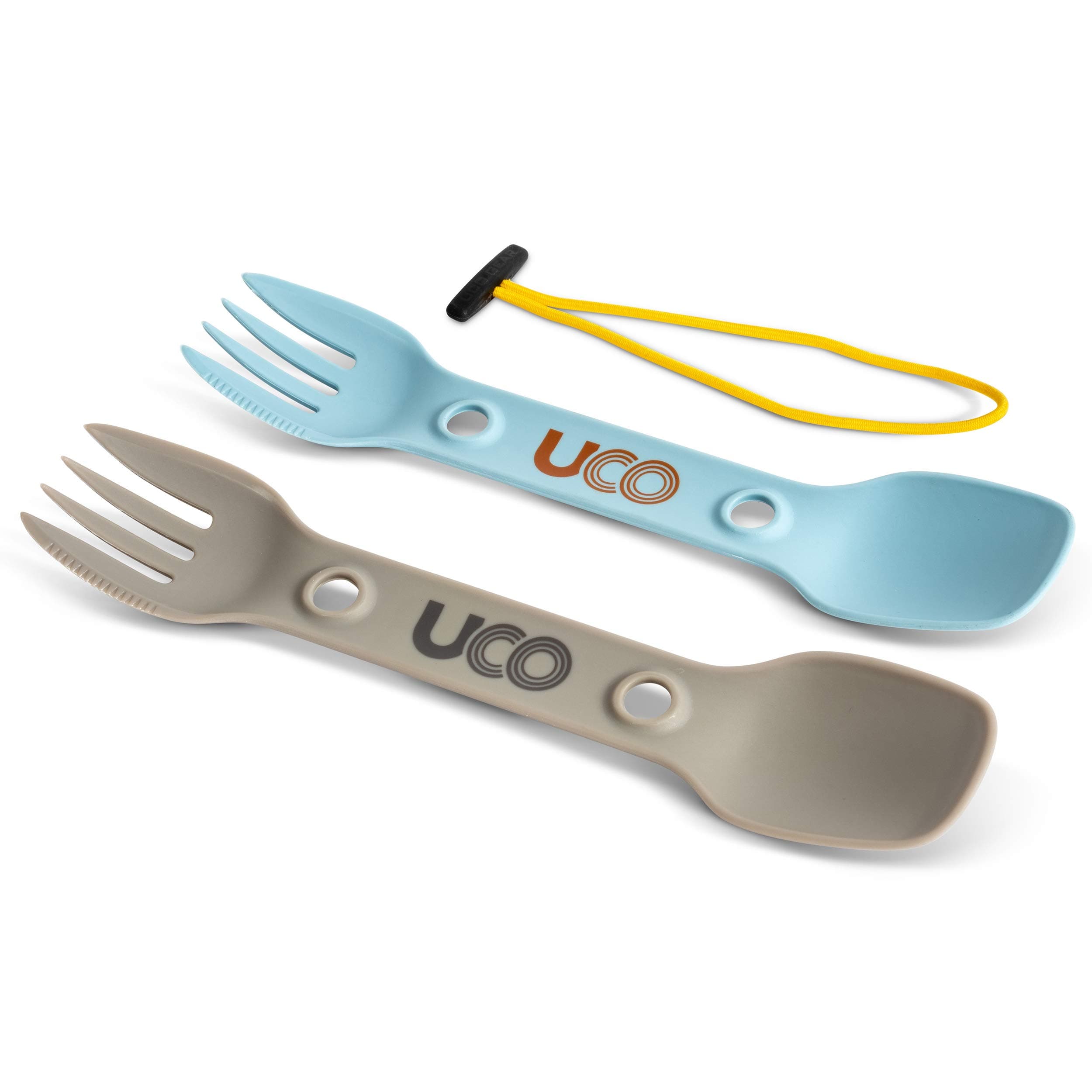 UCO Utility Spork 3-in-1 Combo Spoon-Fork-Knife Utensil, 2-Pack, Gold/Sky Blue