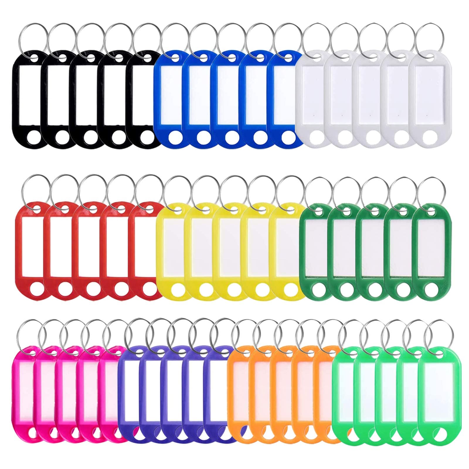 YuZhou 50 PCS Key Tags,Key Fobs Labels Rings Name Tags Key Label Tags with Split Ring Paper Plastic Key Tags with Labels Heavy Duty for Luggage Pet Id Name Office 10 Color