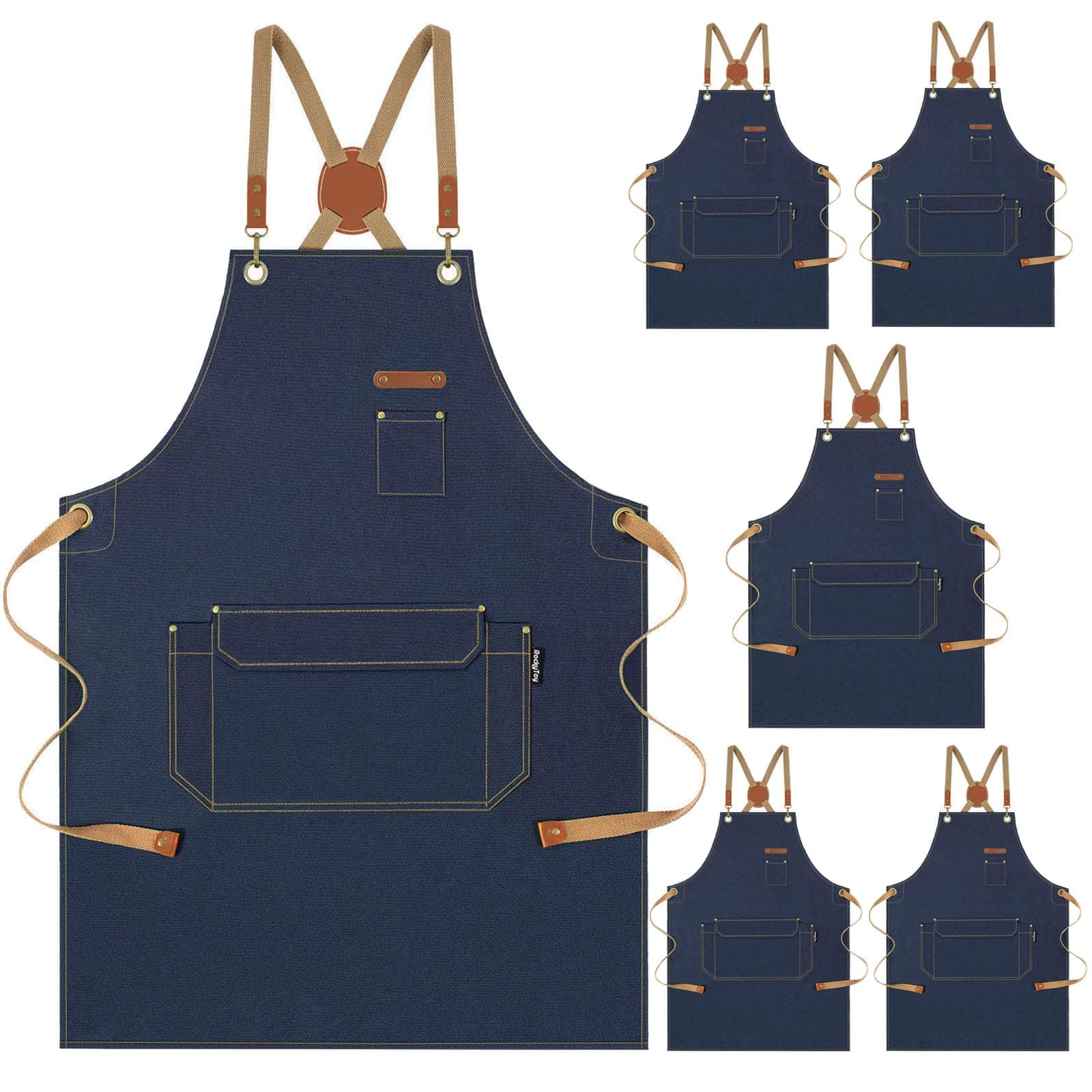 GenixartChef Apron for Men Women with Gift Box Pack - Cross Back Kitchen Apron for Cooking, Baking, BBQ, Art Painting - Cotton Canvas Work Aprons for Gardening, Restaurant, Cafe, Bar, Shop