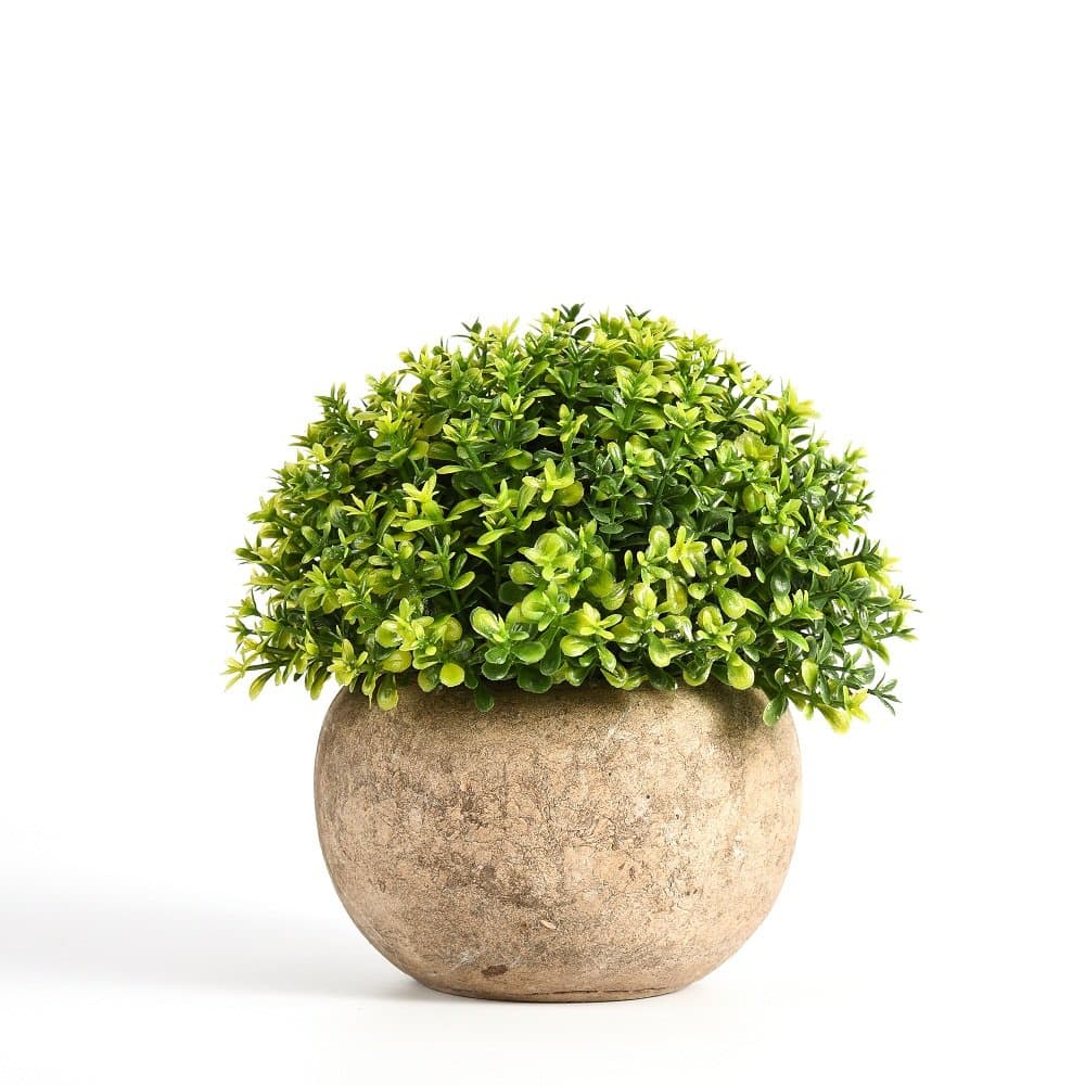 5 Inch x 5 Inch Artificial Plant Potted Green Grass Indoor Retro Fake Plant for Bedroom Home Decor Mini Pot Plant