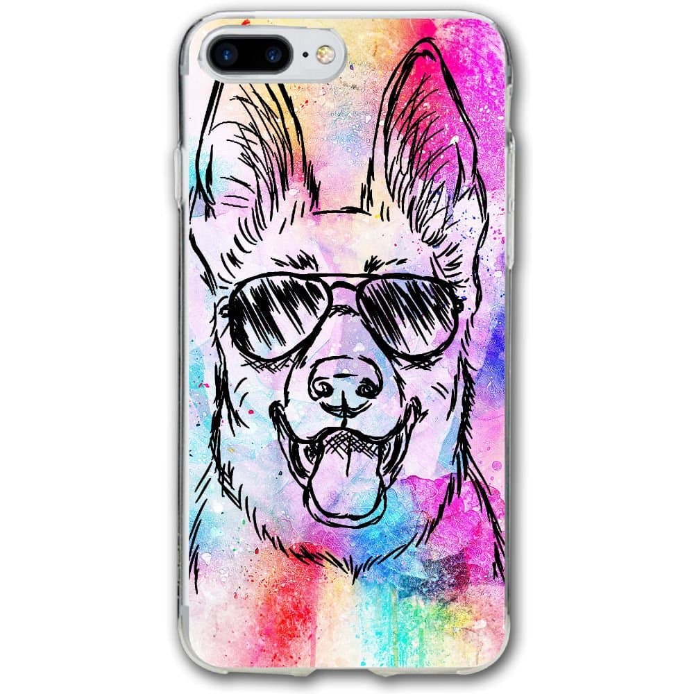 German Shepherd Dog Wear Glasses IPhone 7 Plus Case Texture Pattern Premium Hybrid Protective Clear Case