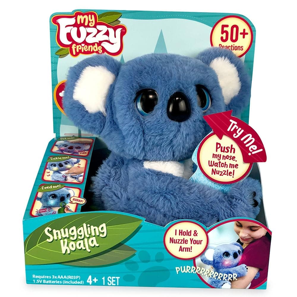 My Fuzzy Friends Koala Interactive Plush Toy with 50+ Reactions, 26 cm, Hugs, Moves, Light and Sound, Ages 4 and Up, Affective and Emotional Development, Famous (700016893)
