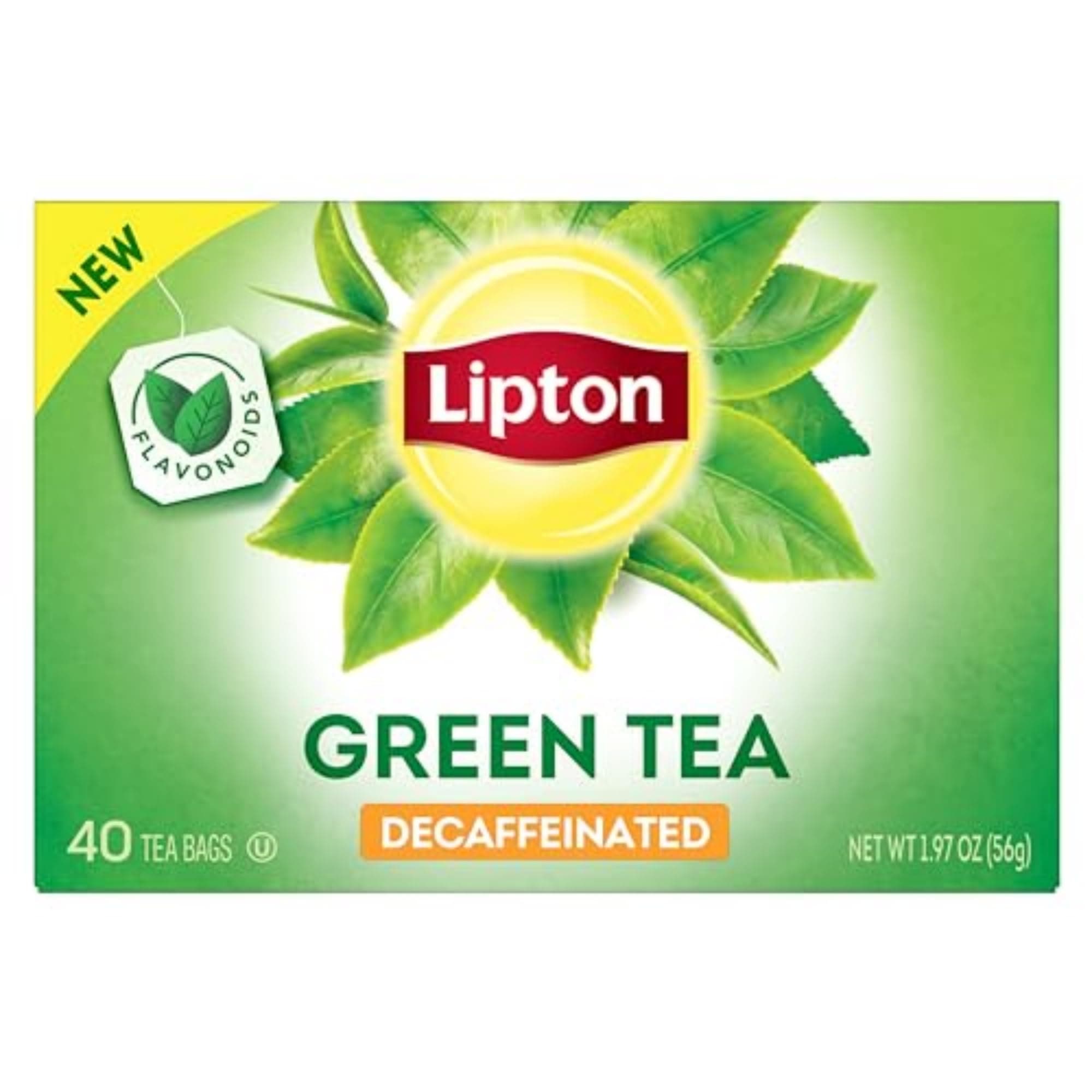 Decaffeinated Green Tea Bags, Unsweetened Teabags for Decaf Hot Tea or Decaf Iced Tea with Flavonoids, 40 Total Tea Bags