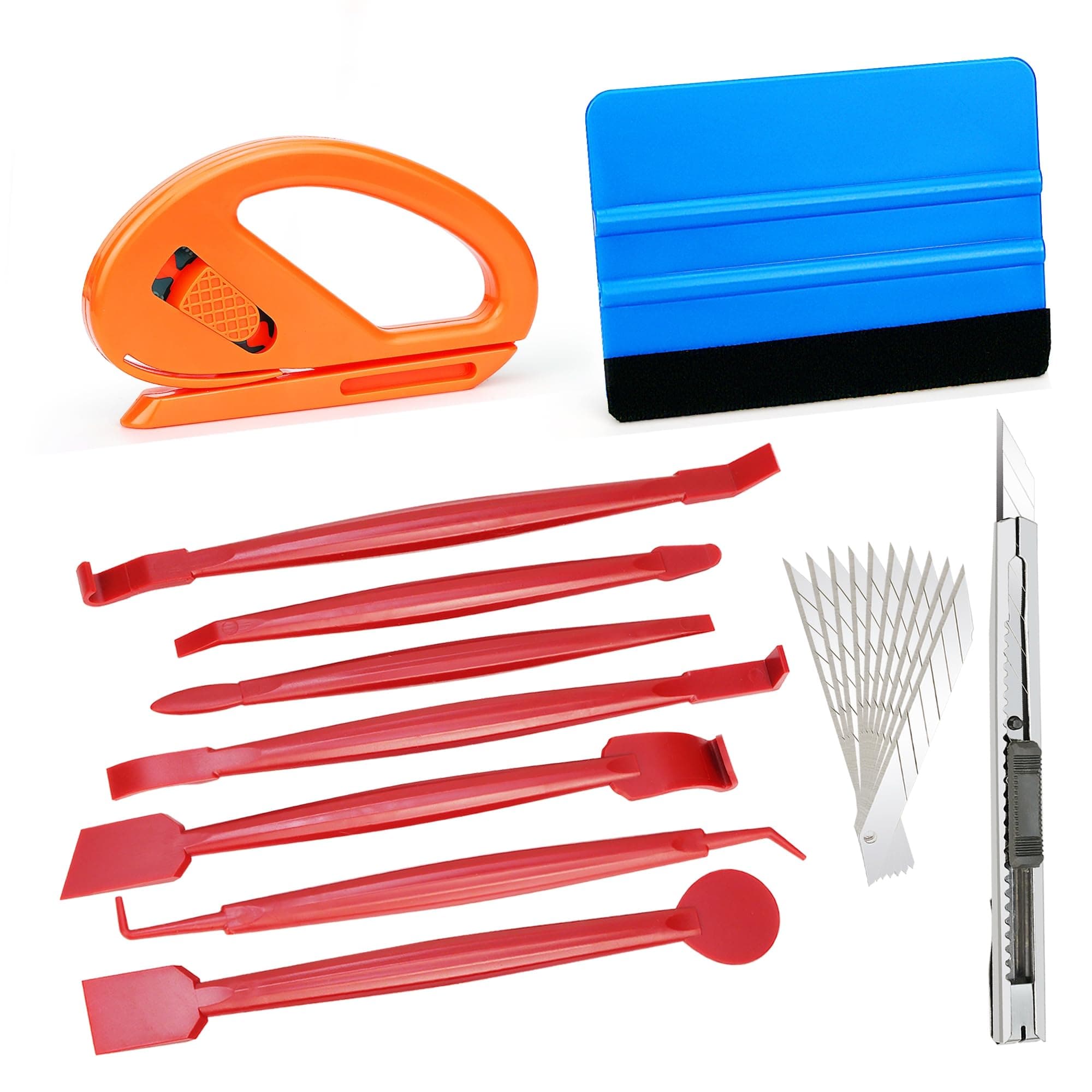 Car Wrapping Vinyl Tool Kit Window Film Tint Tools Set with Car Wrap Edge Trimming Squeegee, Vinyl Squeegee, Utility Knife Blade