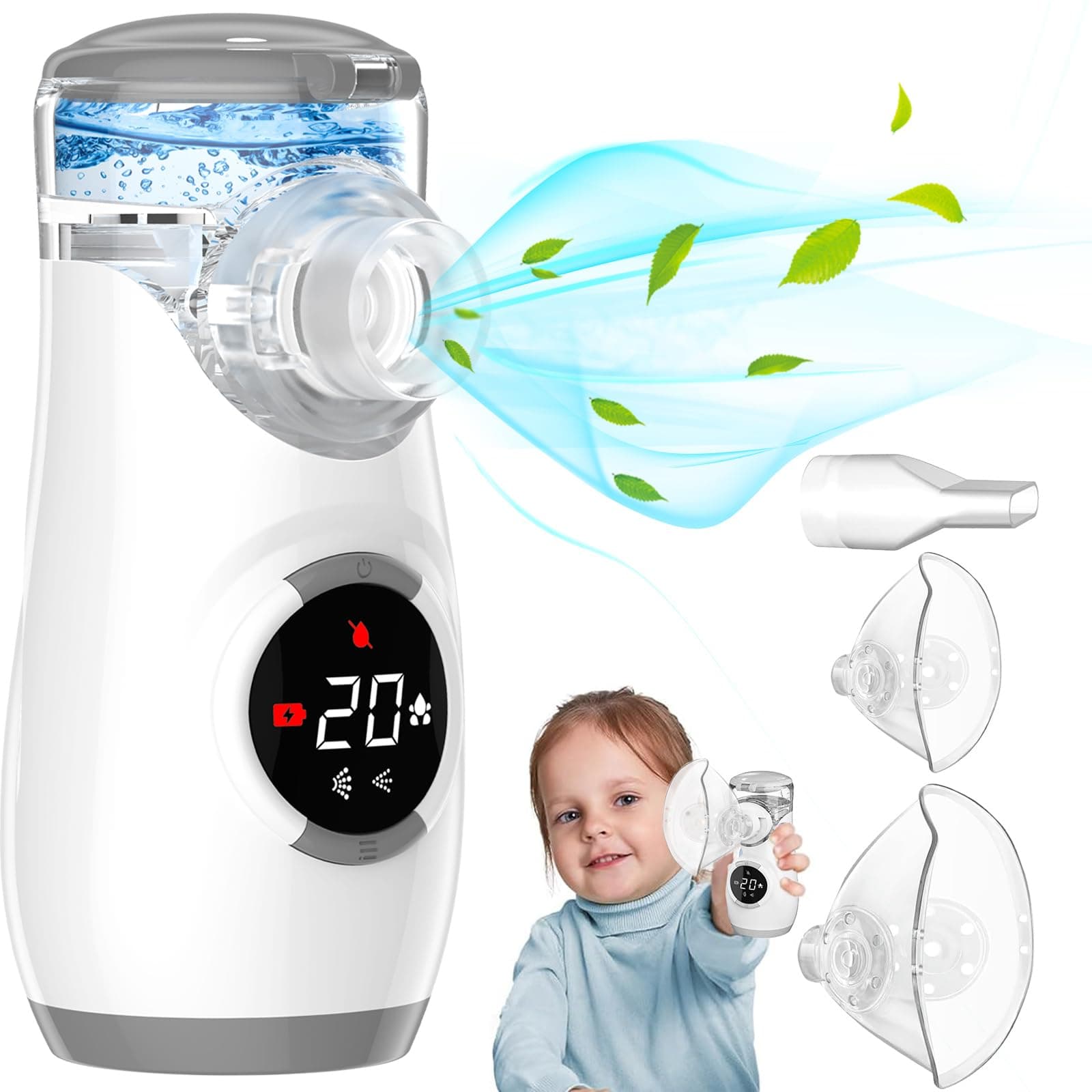 Household Mist Machine - Rechargeable Household Nebulizer Handheld Portable Ultra Quiet Mist Machine for Kids Adult Home Use - Grey