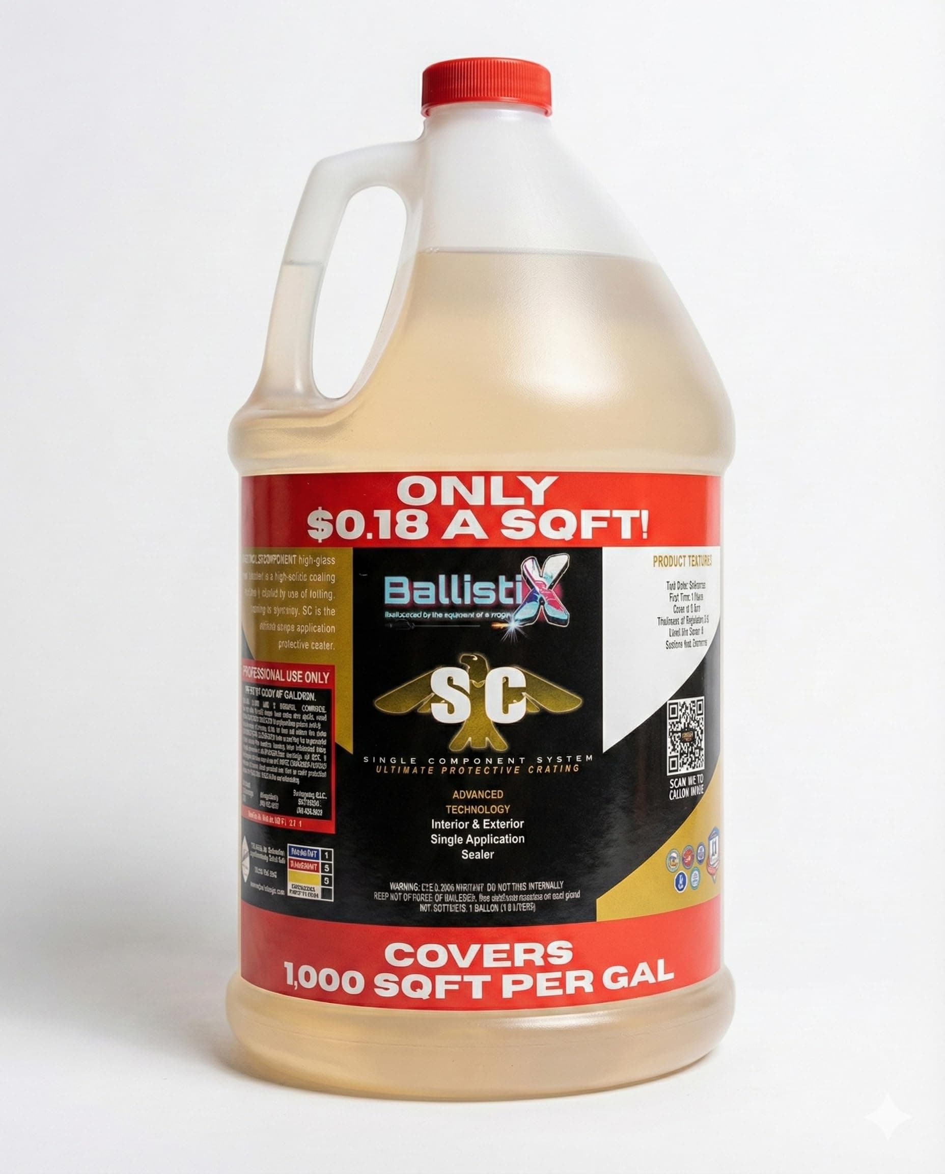 SC Clear High-Gloss Concrete & Hard-Surface Sealer, Single-Component Reacted Siloxane, Fast Return to Service (Walk 3h, Drive 12h), Hydrophobic, UV-Stable