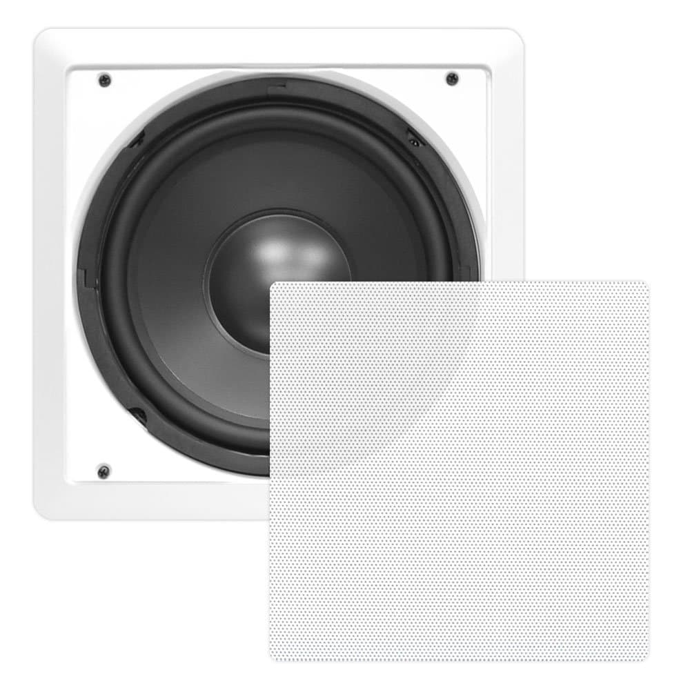 Ceiling Wall Mount Enclosed Speaker - 360 Watt Stereo In-wall / In-ceiling 10" Enclosed Full Range Subwoofer Speaker System - 40Hz-3kHz Frequency Response, 8 Ohm, Flush Mount PDIWS10 (White)
