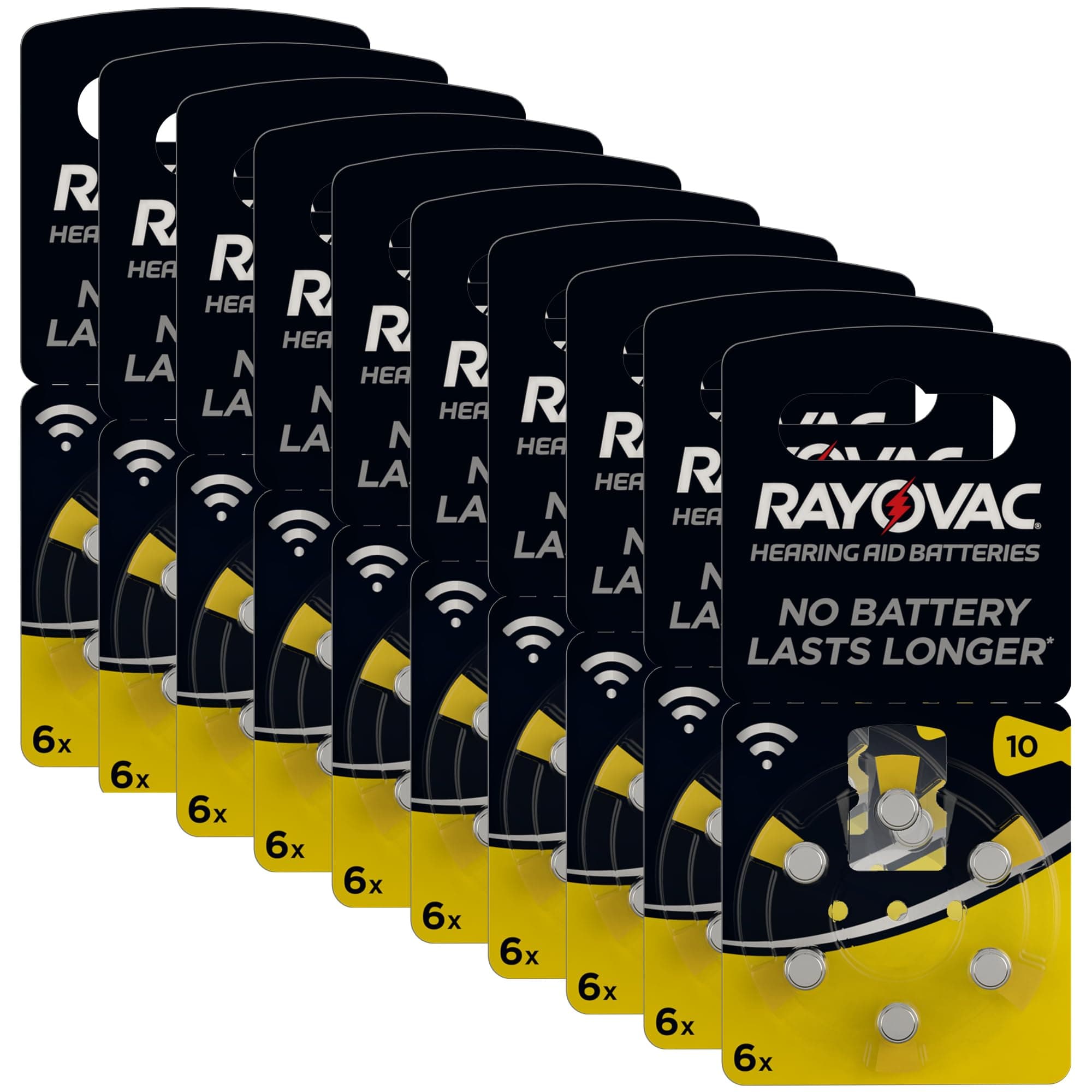 Rayovac Acoustic Zinc Air Hearing Aid Batteries, Size 10 AU, Yellow Tab, Pack of 60