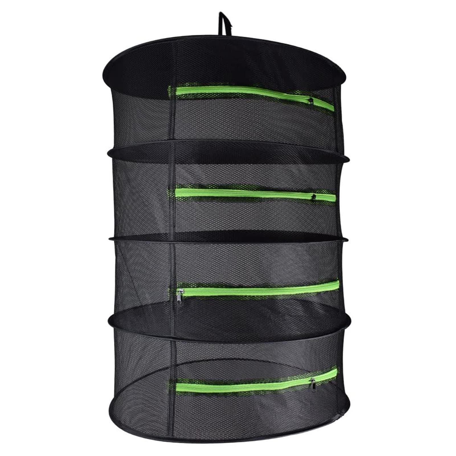 Herb Drying Rack Hanging Dry Net Durable Mesh Collapsible Hanging Dryer with Zipper Net Lights Carrying Case Indoor & Outdoor (4 Layer) (4 Layer 24''*35)