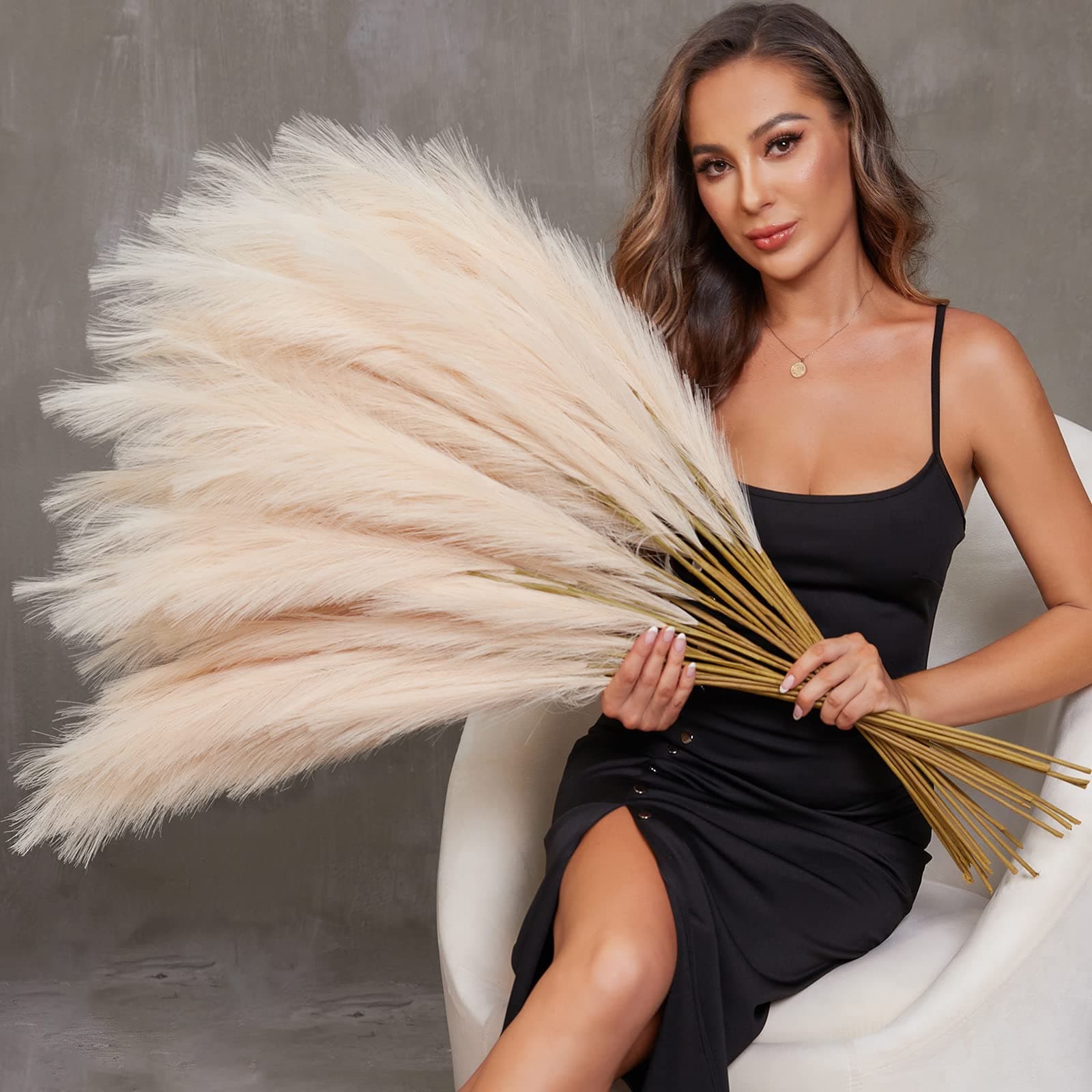 YXZZWL 8PCS Faux Pampas Grass Large 38"/3.1FT Tall Artificial Pompous Grass Pompass Branches Fake Fluffy Stems Plants Floor Vase Filler for Home Boho Decor Flower Arrangement (Beige)