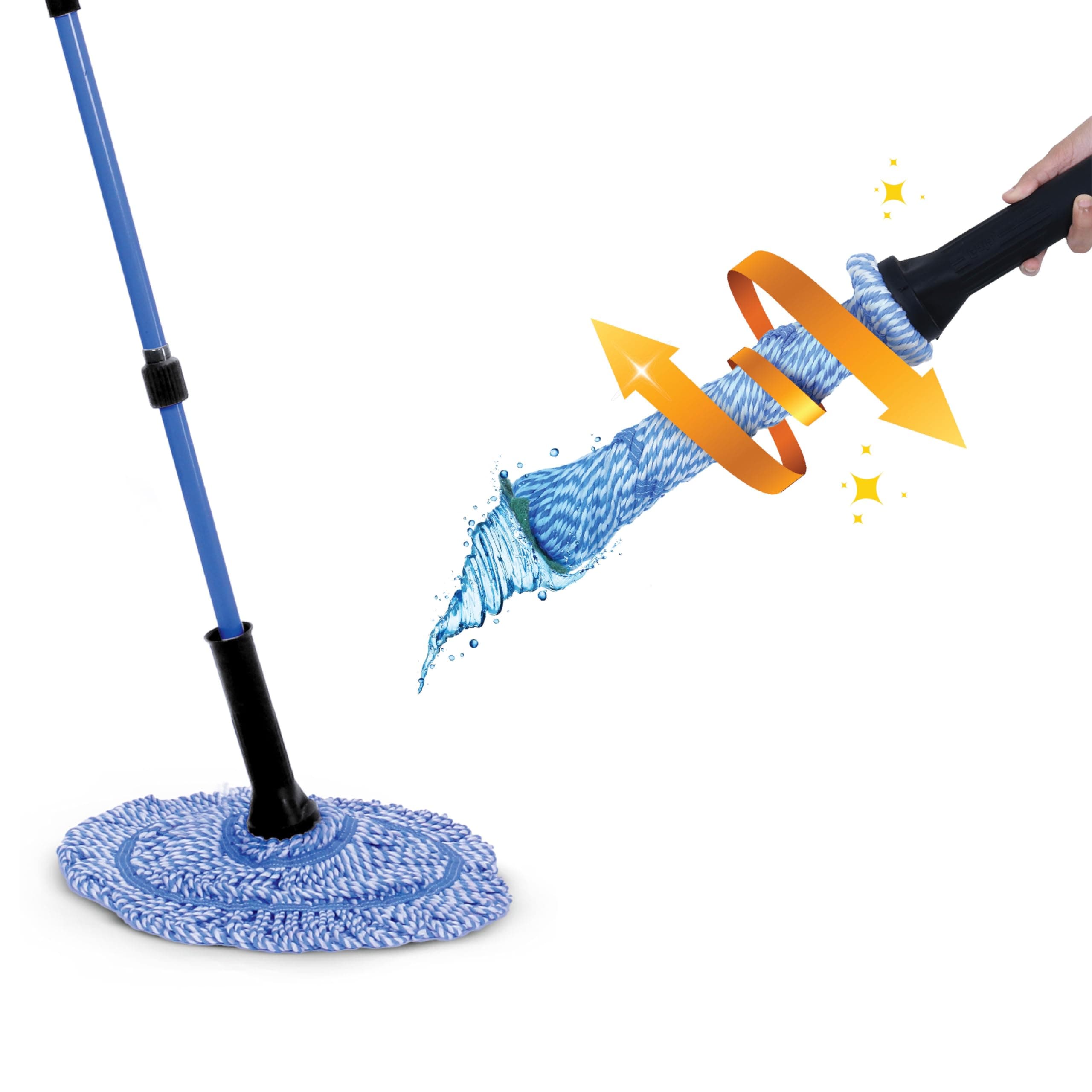 GALAMicrofiber Twist Mop for Floor Cleaning,Microfiber Squeeze twist mop stick for cleaning, Pocha for floor cleaning, Modular, Space saving (Blue and Black)