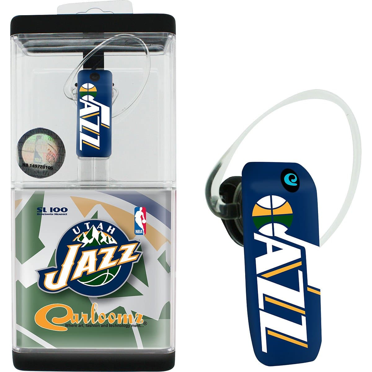 Earloomz SL-438 Utah Jazz - Bluetooth Headset - Retail Packaging - Blue/Gold