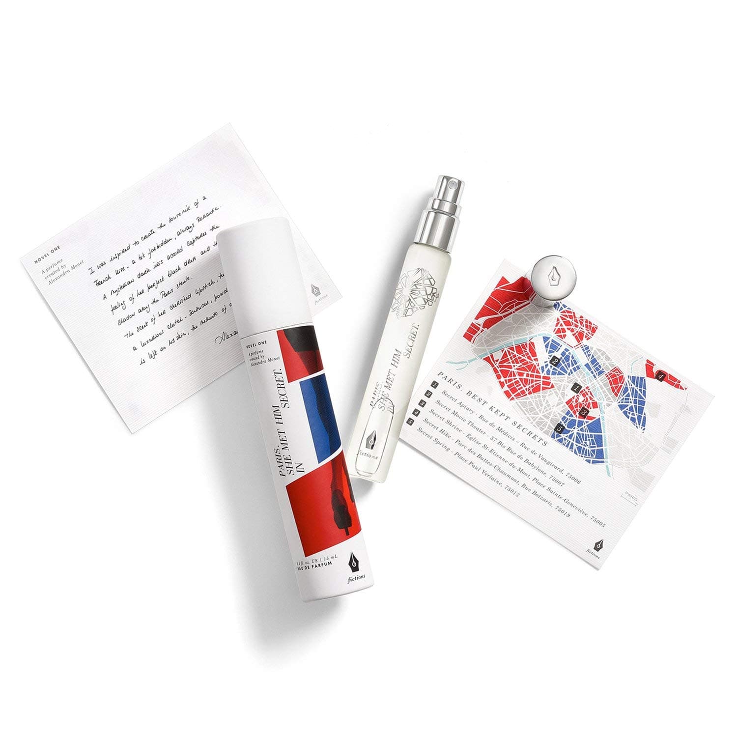 Fictions Mini Perfume Spray - Paris. She Met Him In Secret - By Alexandra Monet - Intoxicating Eau de Parfum - Violet Leaf, Dark Iris Accord, Sueded Leather - Travel Sized Purse Spray - 0.5 oz