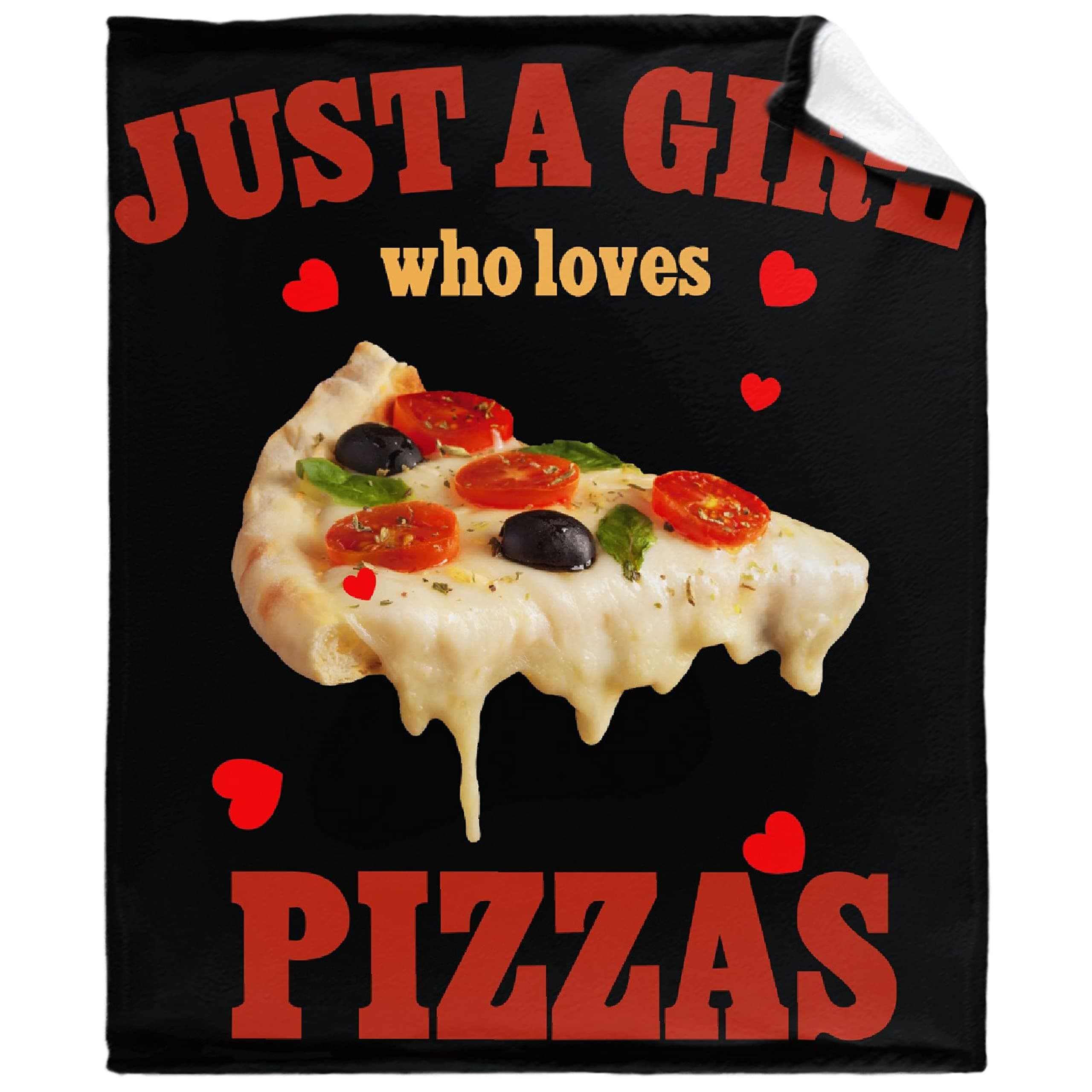 MATCHASTAR Just A Girl Who Loves Pizzas Red Ulta Soft Flannel Fleece Throw Blankets Birthday Christmas, Bedding Blanket Outdoor Cover for Couch Beach Picnic X-Small 40''x 30''（Toddler） Pet