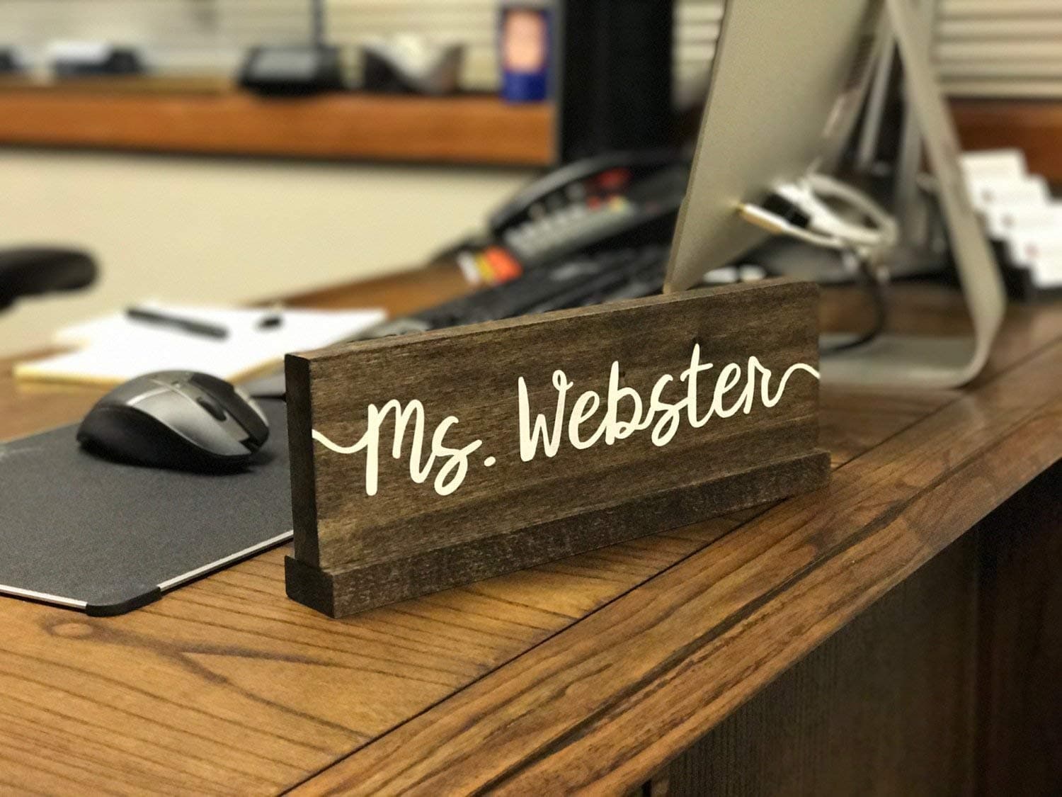 Handmade in USA - Personalized Desk Name Plate/Teacher Desk Sign/Doctor name plate/Wood Teacher Name Plate/Custom Office Name Sign/Gift For Teachers