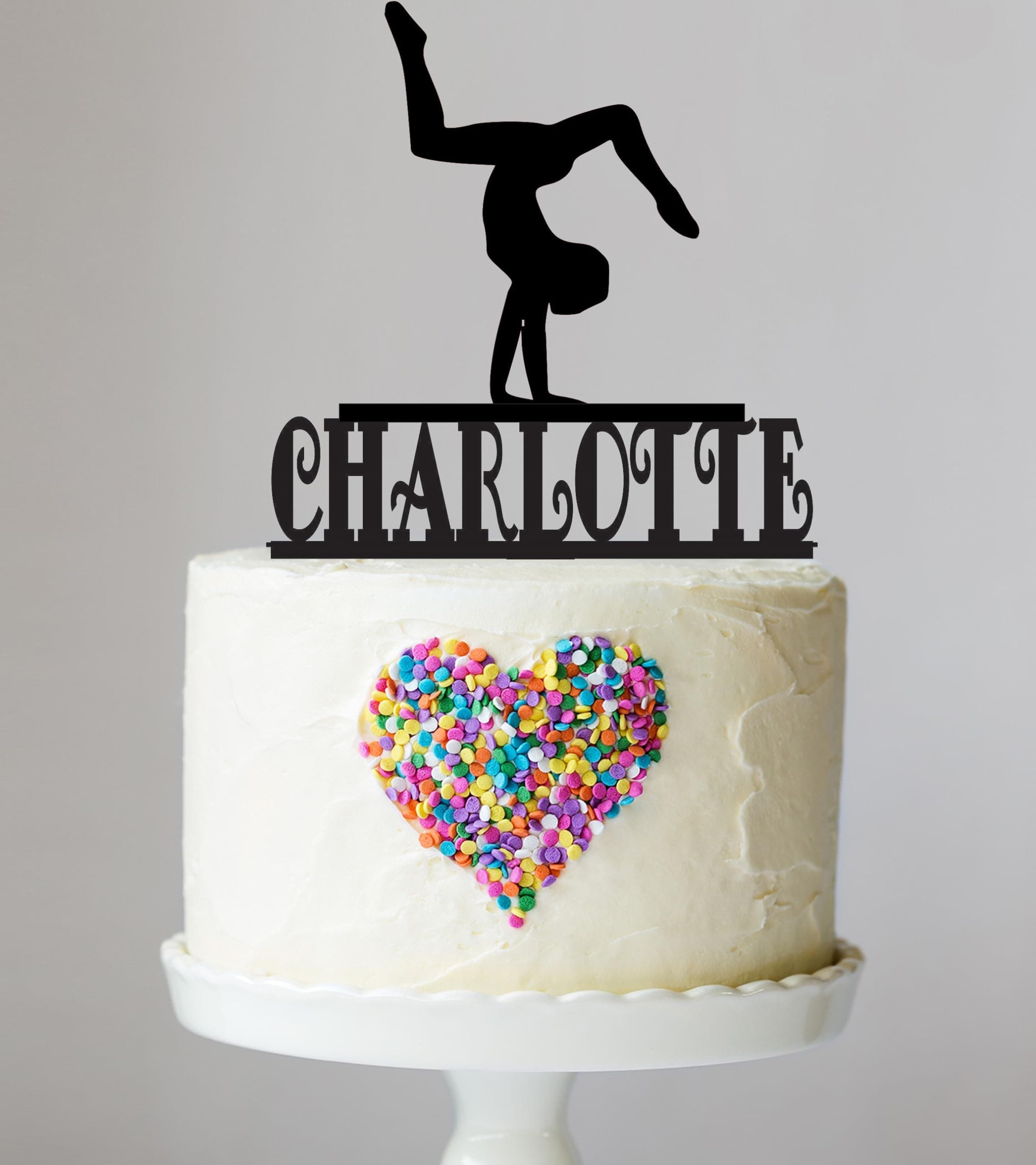 Front Walkover Cake Topper with Keepsake Base, Gymnast Cake Topper, Gymnastics Decor, Cake Topper, Female Gymnasts, Acrylic, Birthday Party, Cake Decoration