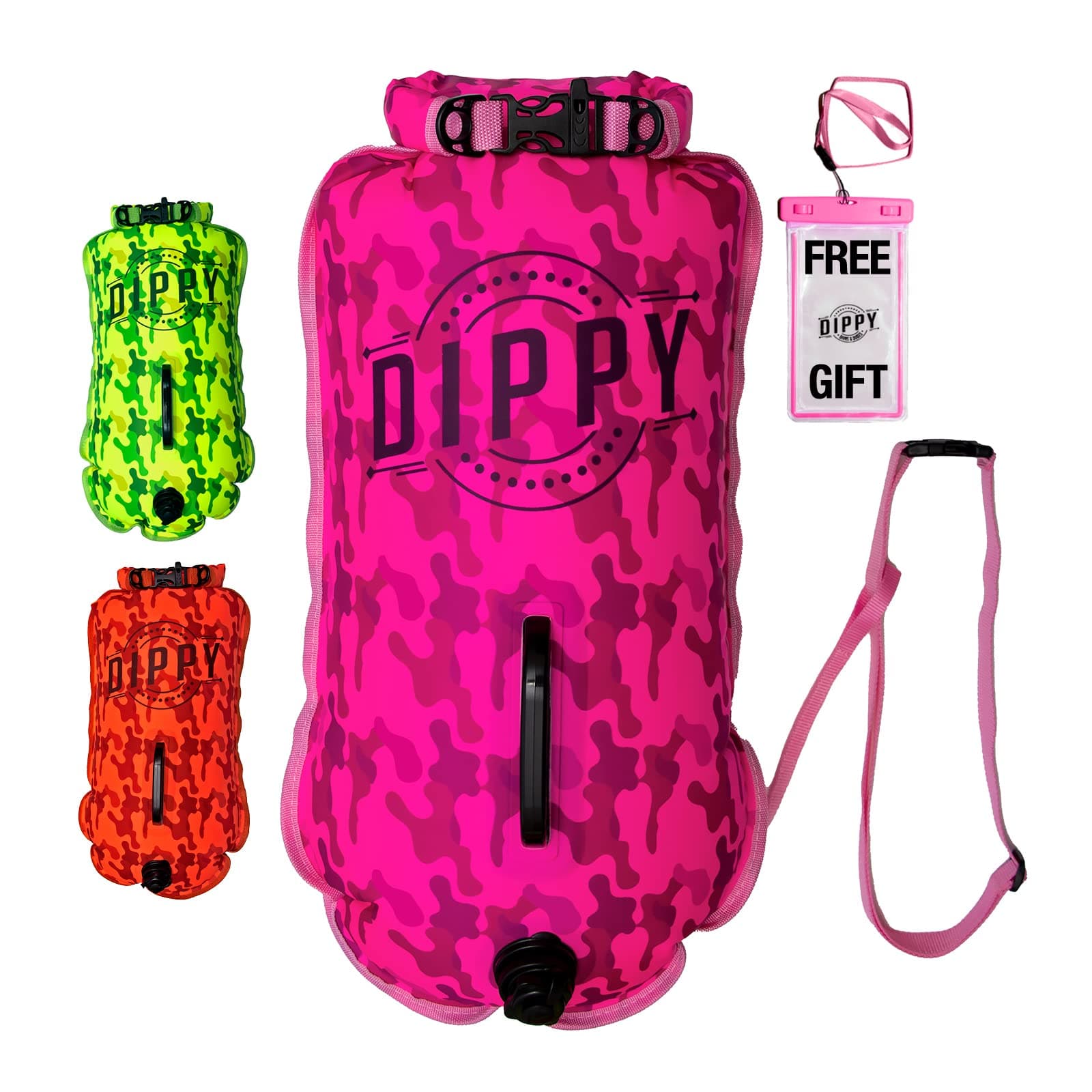 DIPPY Swim Buoy for Open Water Swimmers | 28L Waterproof Bag | Tow Float Swim Bubble for Adults | Triathlon Dry Bag | Wild Swimming Float | Swimmer Safety Gear | Drybag Swimming Accessories
