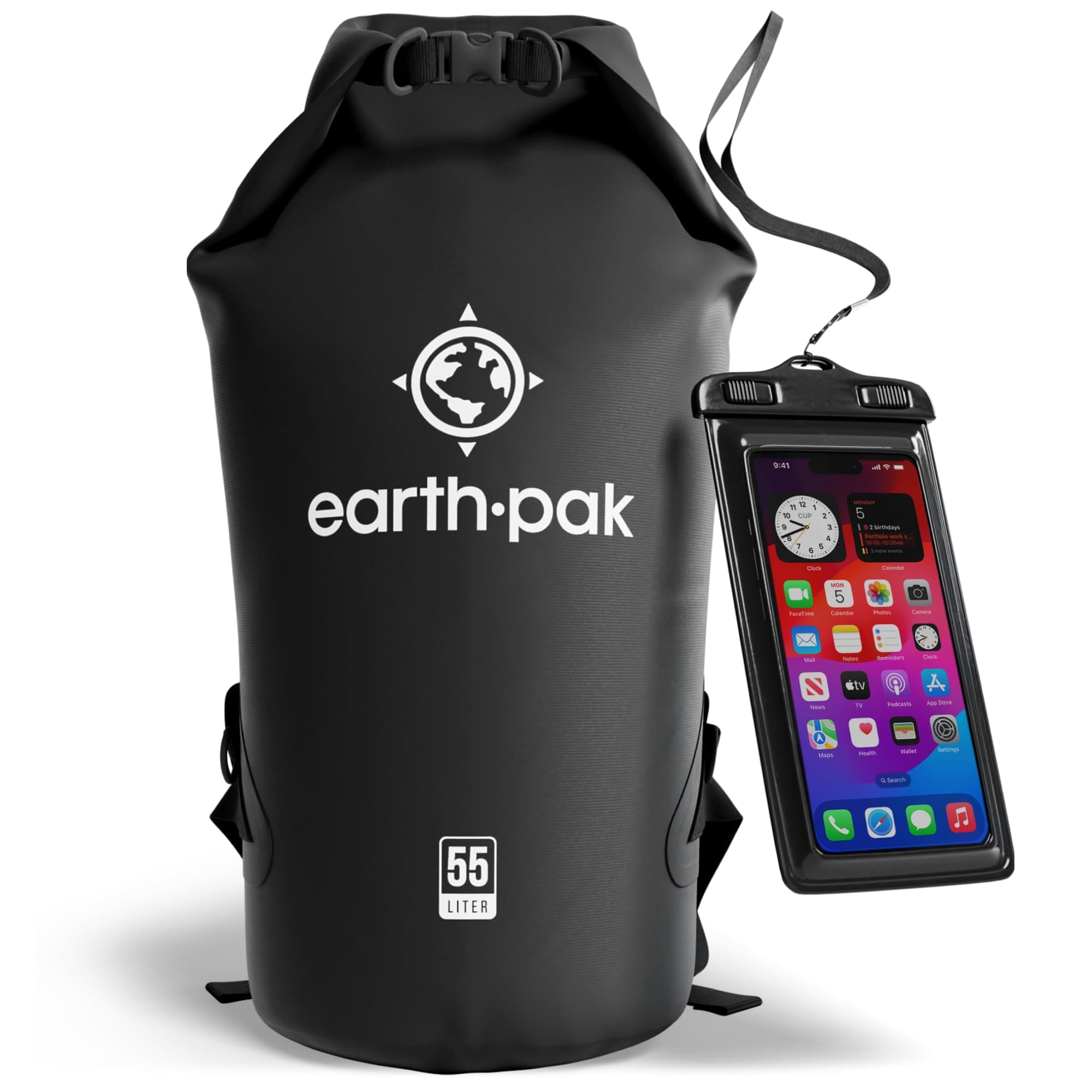 - Earth Pak Waterproof Dry Bag - Roll Top Waterproof Backpack Sack Keeps Gear Dry for Kayak with Waterproof Phone Case