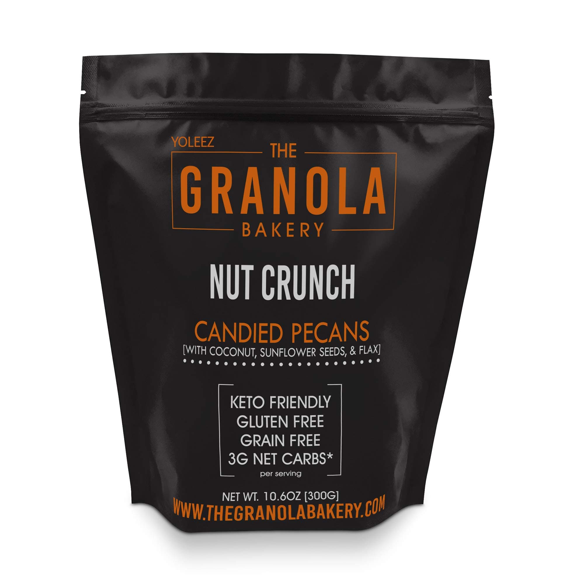Granola Bakery - Keto Candied Pecans - 3g Net Carb, 10.6Oz Bag - Paleo Low Carb Nut Snack - Roasted Lightly Salted, Diabetic Friendly, Low Carb Dessert