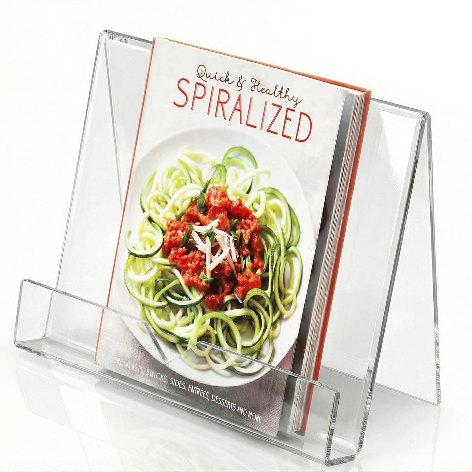 MyGift Cookbook Stand, Clear Cookbook Holder, Premium Acrylic Book Display Stand for Recipe Book/IPad/Tablet, Book Reding Holder for Coffee Table and Kitchen Counter