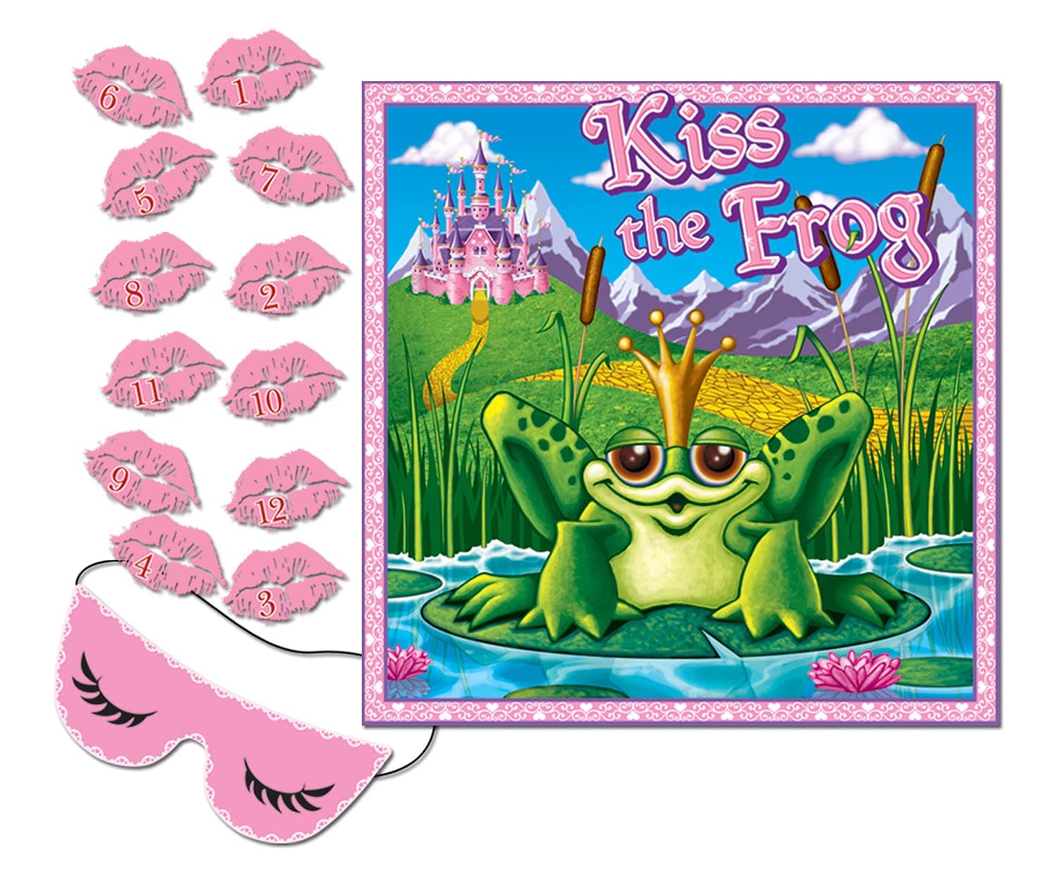 Kiss The Frog Party Game (mask & 12 lips included) Party Accessory (1 count) (1/Pkg)