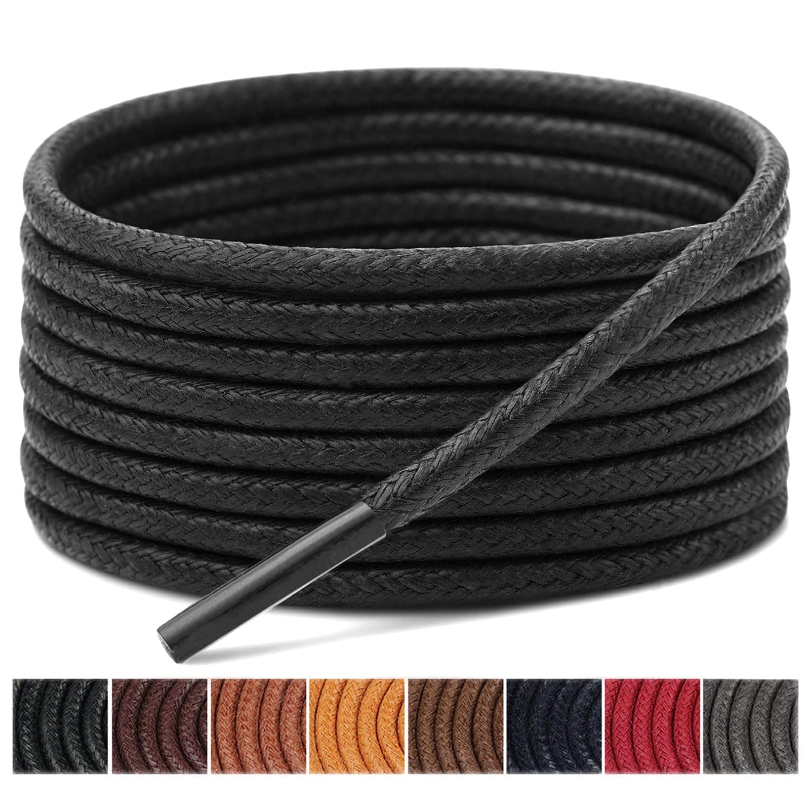 Handshop3 Pairs Dress Shoe Laces|Thin Round Waxed Shoelaces|15 Colors in 60cm-160cm