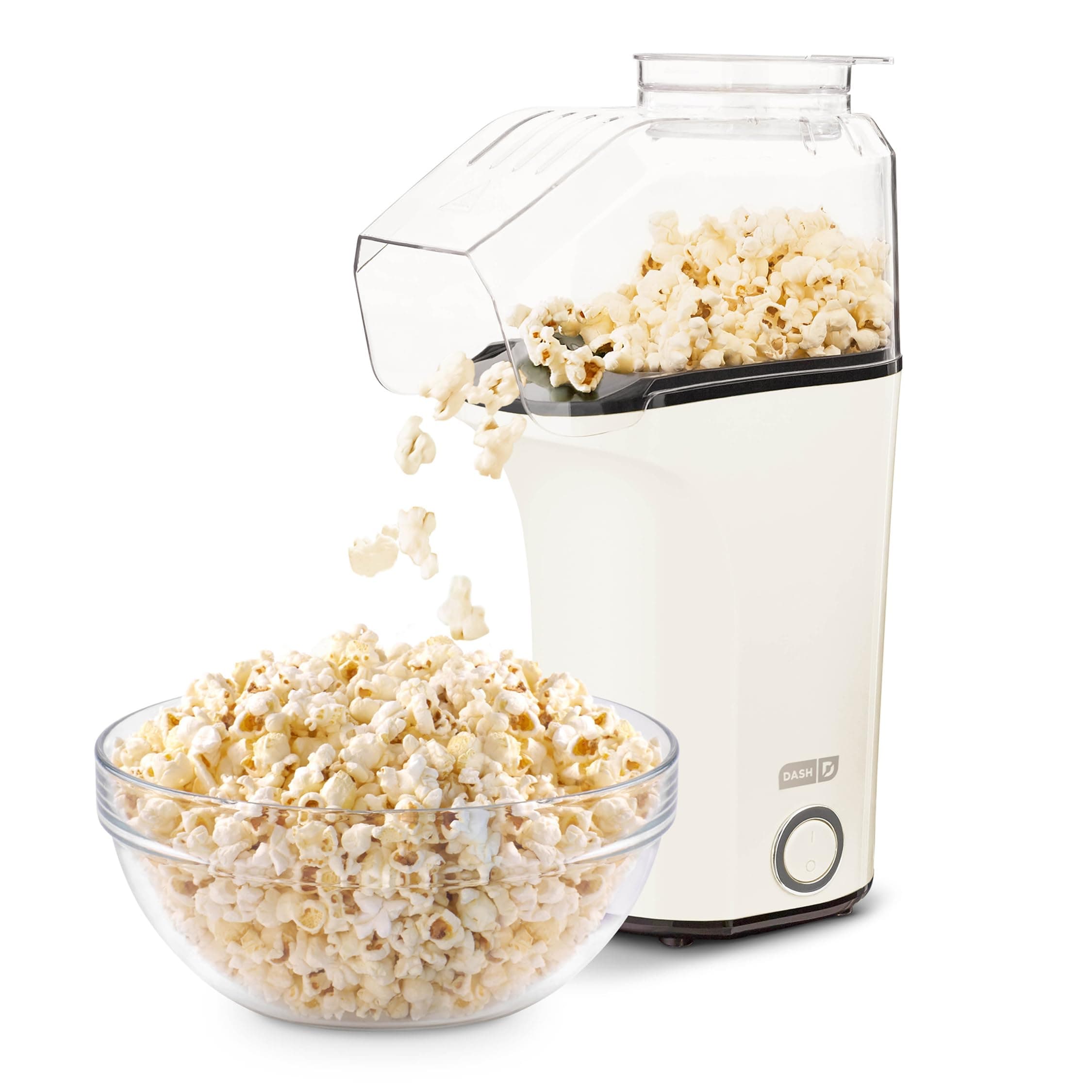 Fresh Pop Popcorn Maker - Oil-Free, Air Popcorn Popper - With Measuring Cup & Recipe Guide - Perfect for Movie Nights - 16 Cups, White
