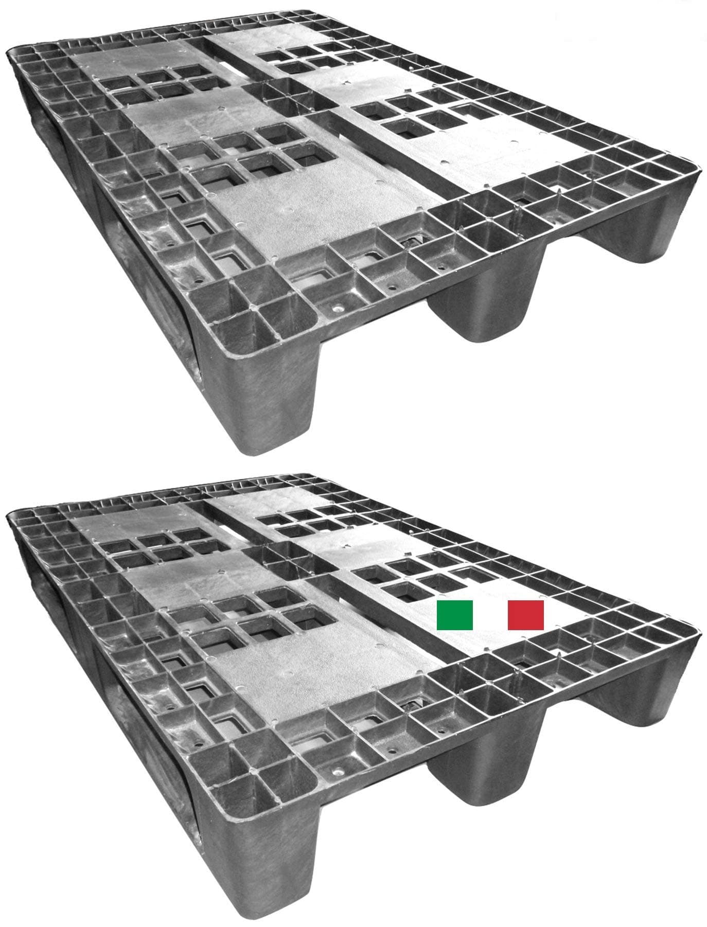 Cenni 12002 Set 2 Plastic Euro Pallets 1200 x 800 with 3 Runners, Made in Italy