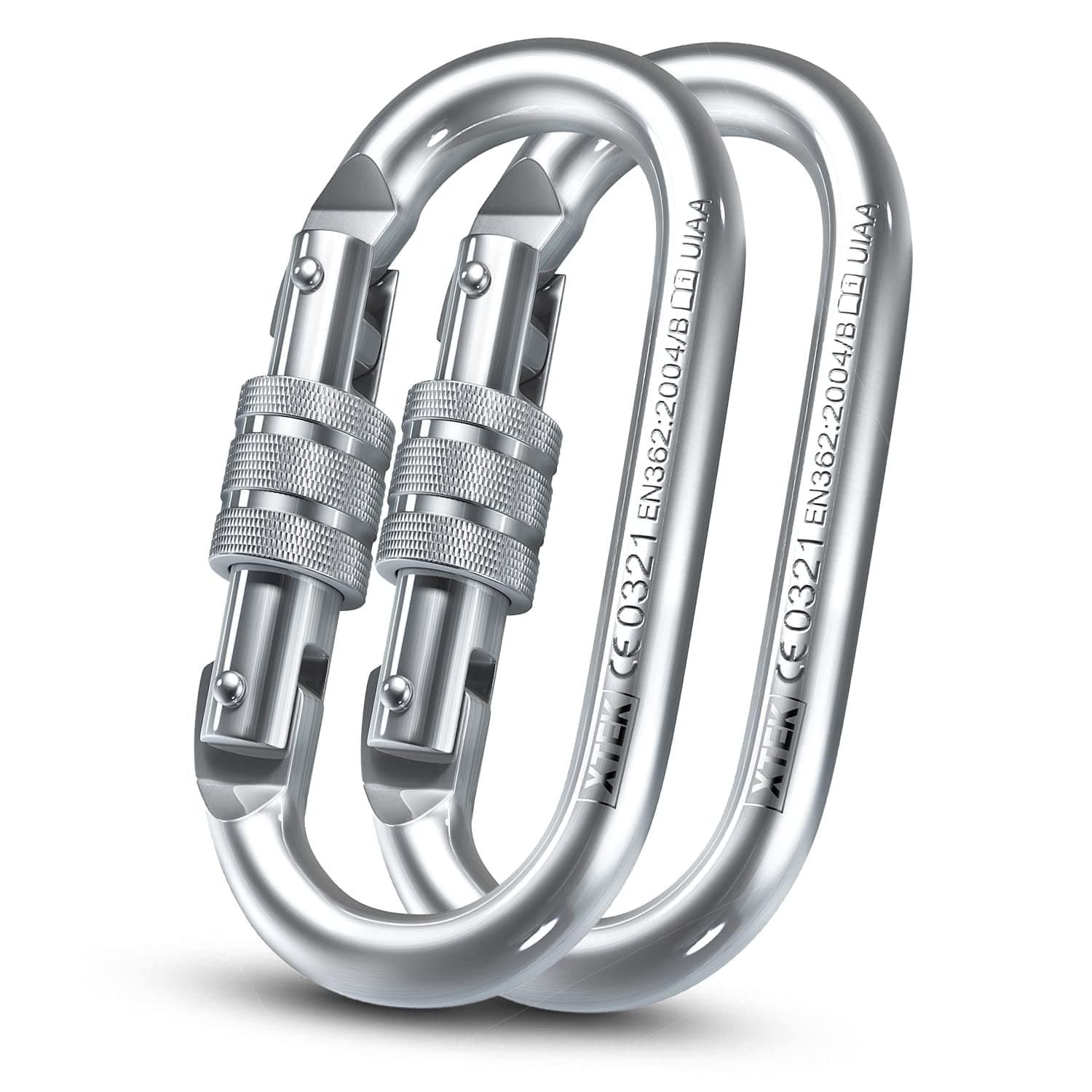 25kn Climbing Carabiner Clip - Heavy Duty O-Shape Steel Locking Caribeaner - UIAA/CE Certified Rock Climbing Gear - Strong Large Locking Oval Caribeener for Mountain Climbing