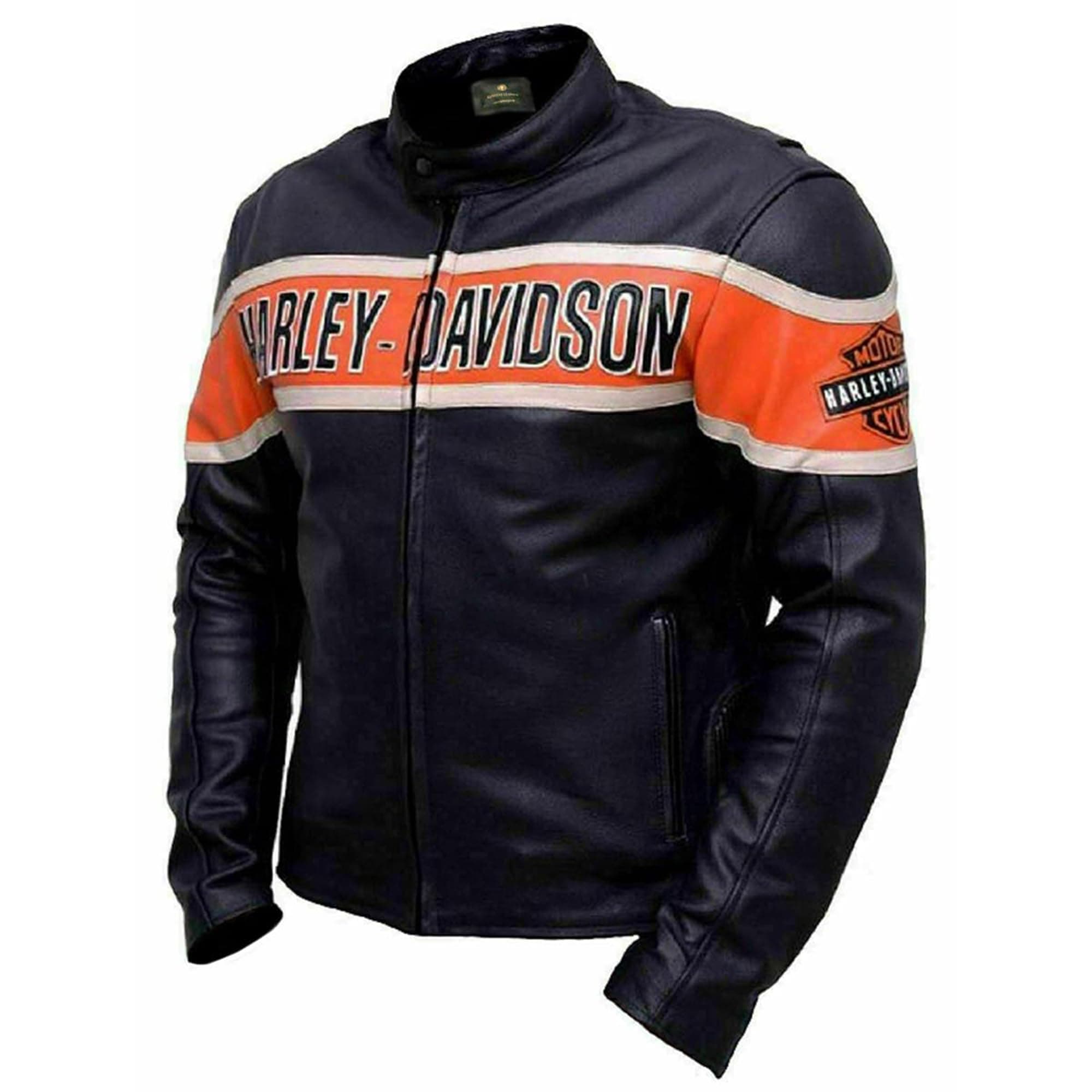 Men Victory Lane Motorcycle Jacket – Black Biker Style HD Leather Jacket
