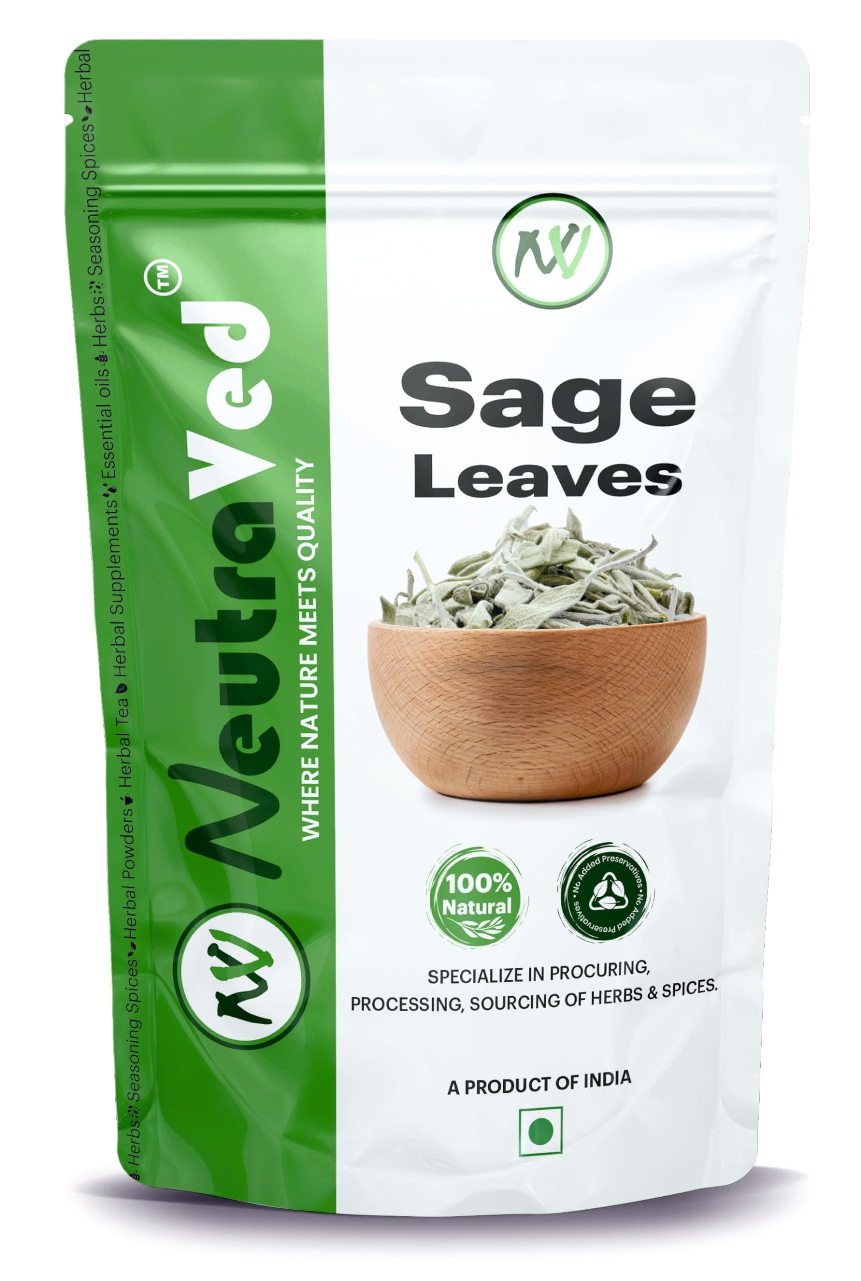 - NeutraVed Sage Leaves | 70 g Herbal Tea Dried Leaves for Culinary Use & Smoke | Caffeine-Free, Vegetarian, Resealable Pack