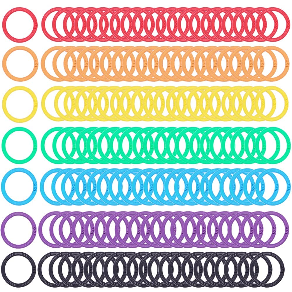 Plastic Binder Rings 1 Inch, Flexible Loose Leaf Book Rings, Colorful Keychain Clips for Index Cards, Scrapbooks, Word Cards and Documents (140 Pack)