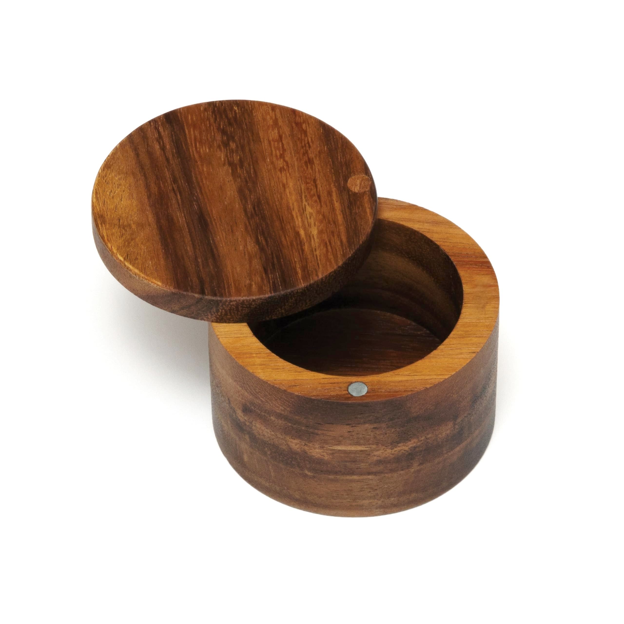 Lipper International Acacia Wood Salt or Spice Box with Swivel Cover, 3-1/2" x 2-1/2"
