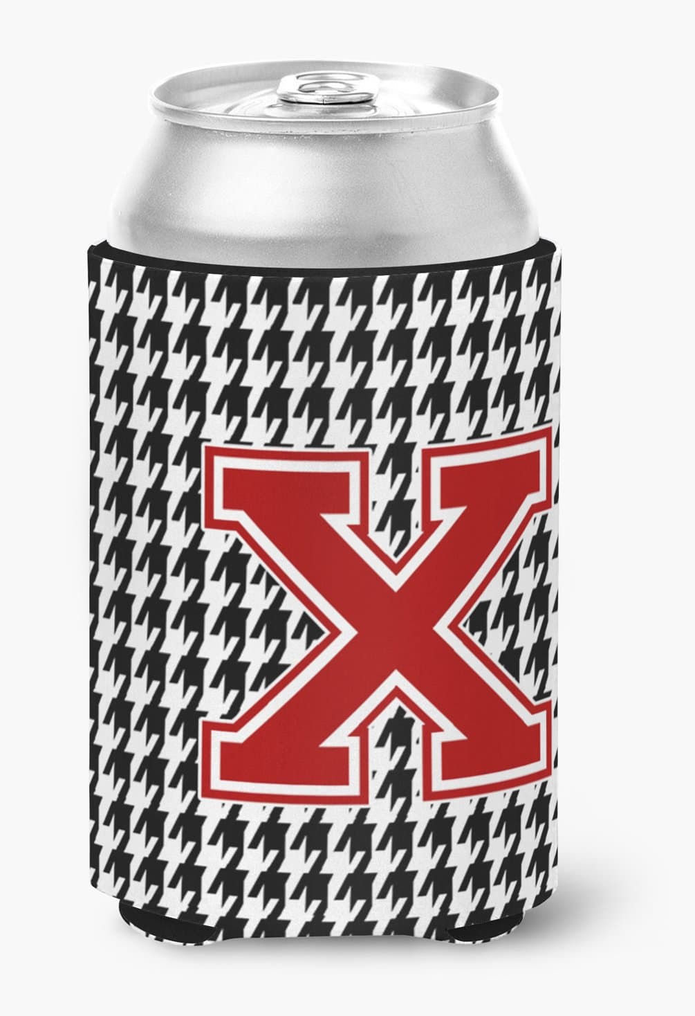 Caroline's Treasures CJ1021-XCC Monogram - Houndstooth Can or Bottle Beverage Insulator Hugger Initial X, Can Hugger, multicolor