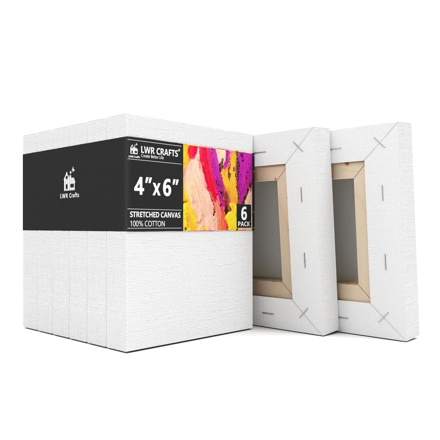 LWR CRAFTS Stretched Canvas 4" X 6" Pack of 6