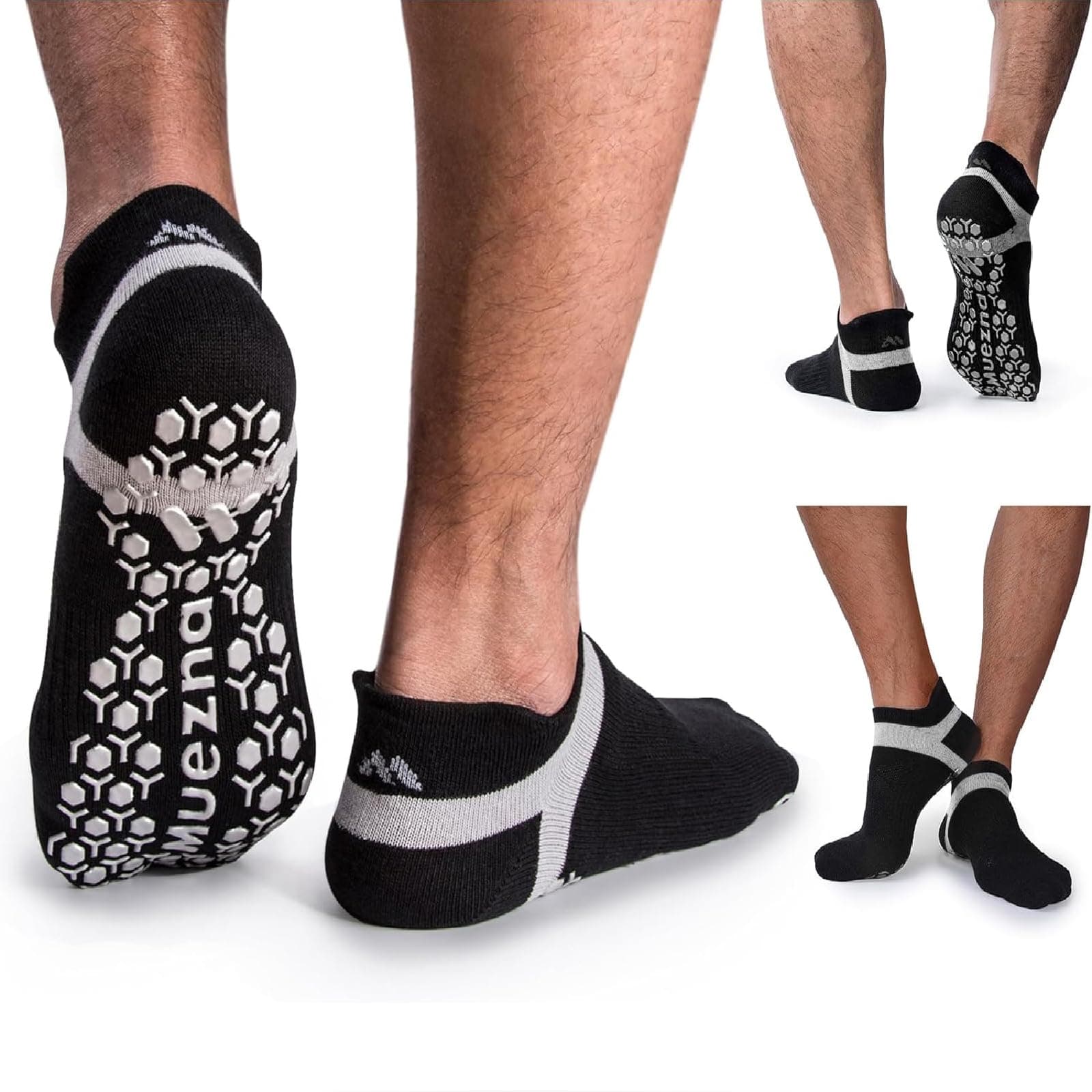 Men's Non-Slip Yoga Socks, Anti-Skid Pilates, Barre, Bikram Fitness Hospital Slipper Socks with Grips