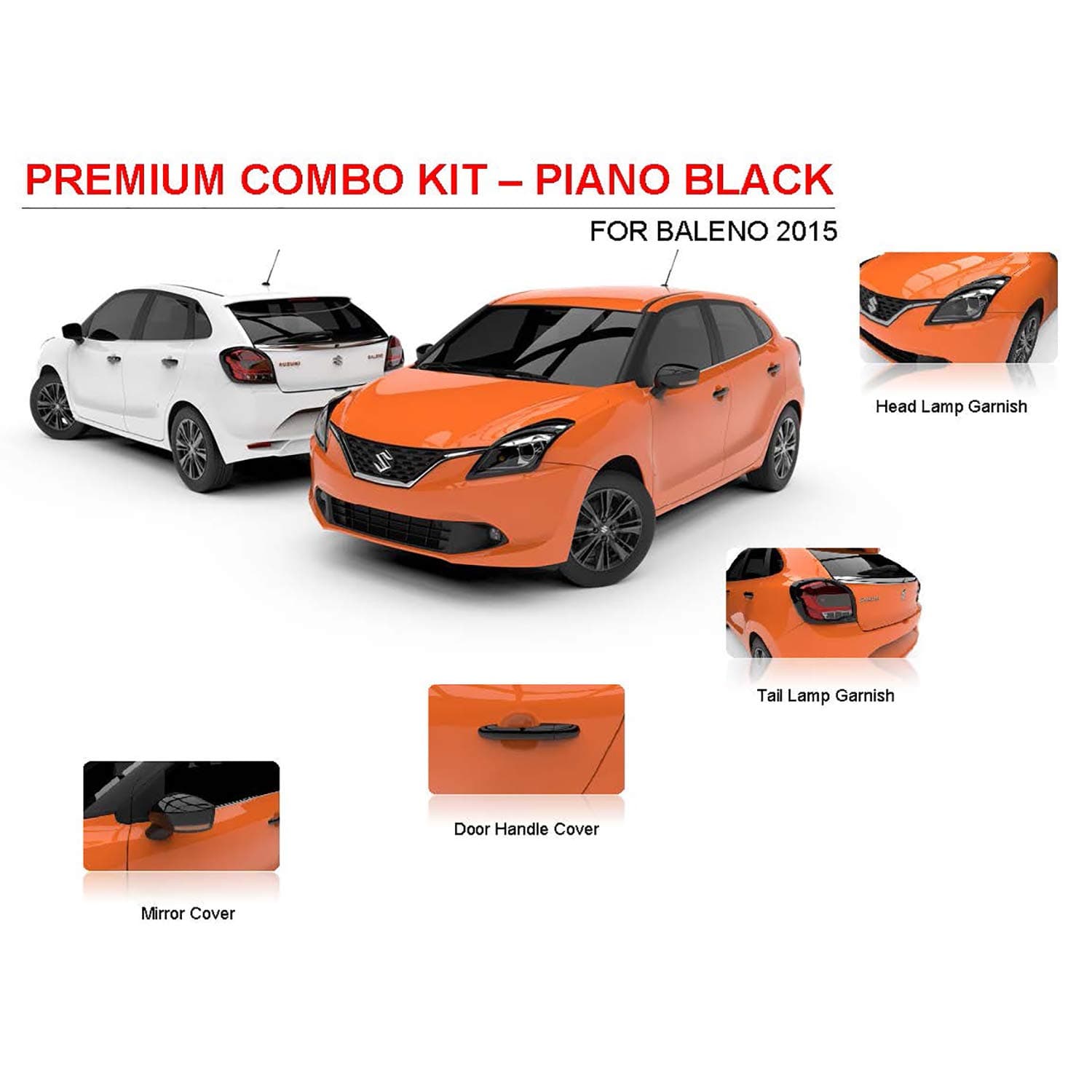 Sepia Piano Black Combo Kit for Baleno (Set of 10) (SXPB-003)