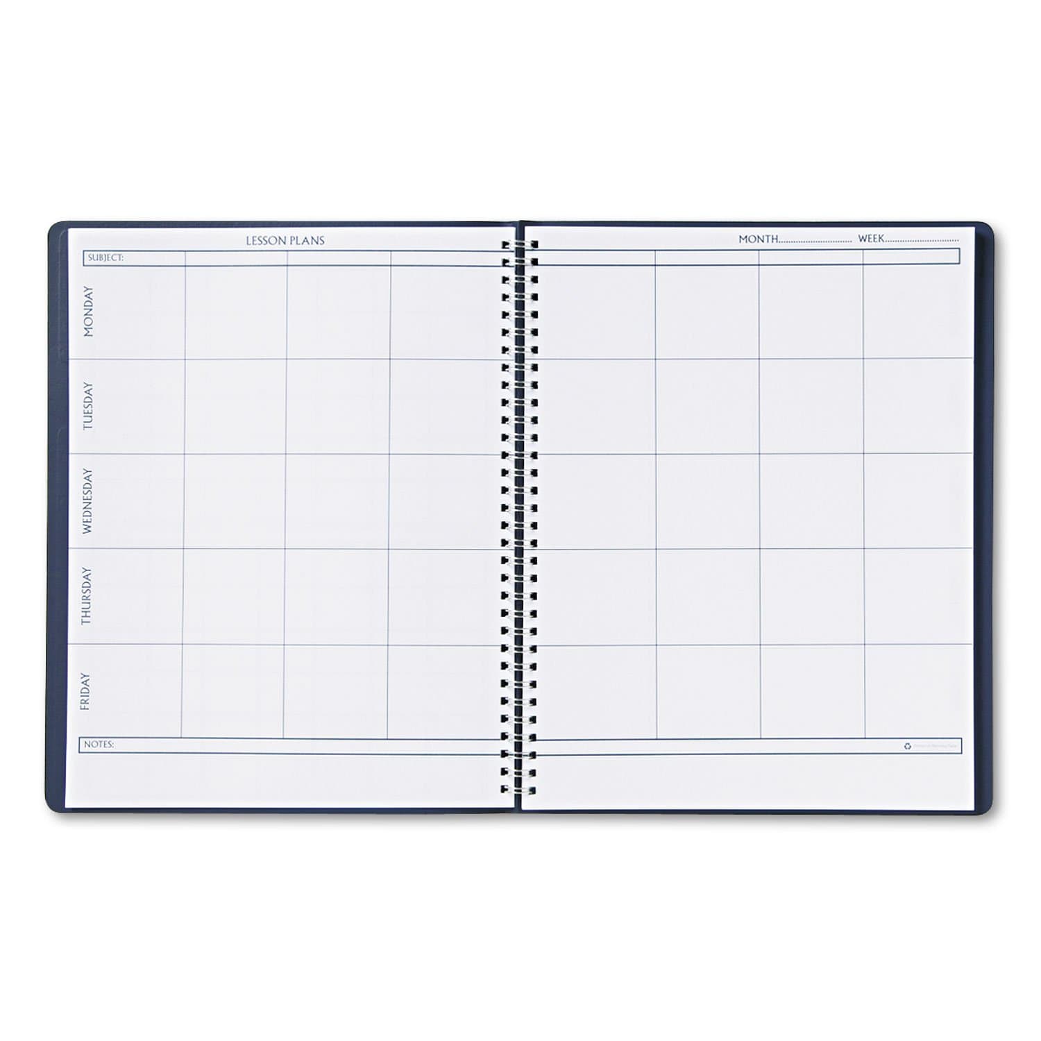 51007 Lesson Plan Book, Embossed Leather-Like Cover, 11 x 8-1/2, Blue