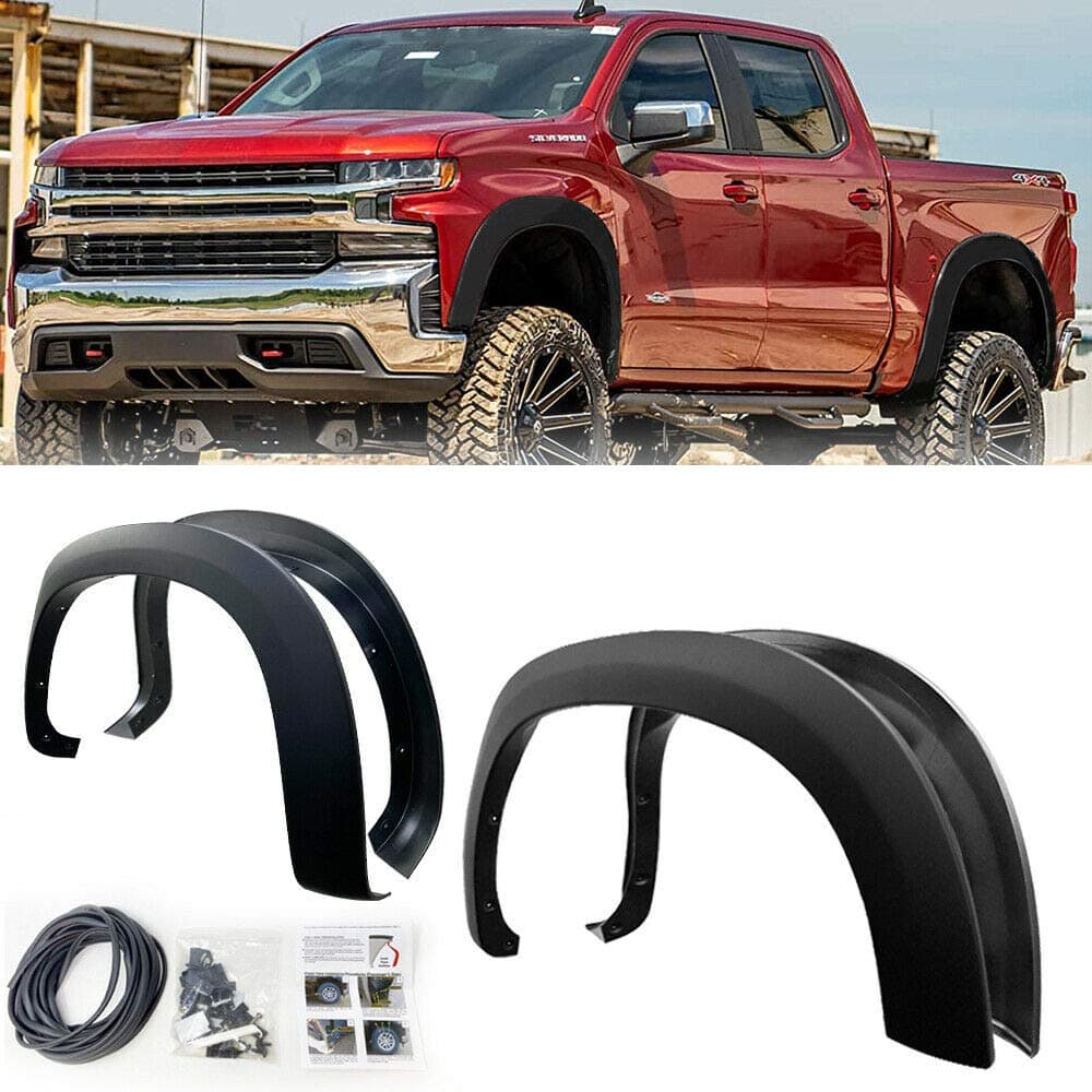 OE-Style Fender Flares for 19-24 Chevy Silverado 1500 Smooth Black 4PCS Set