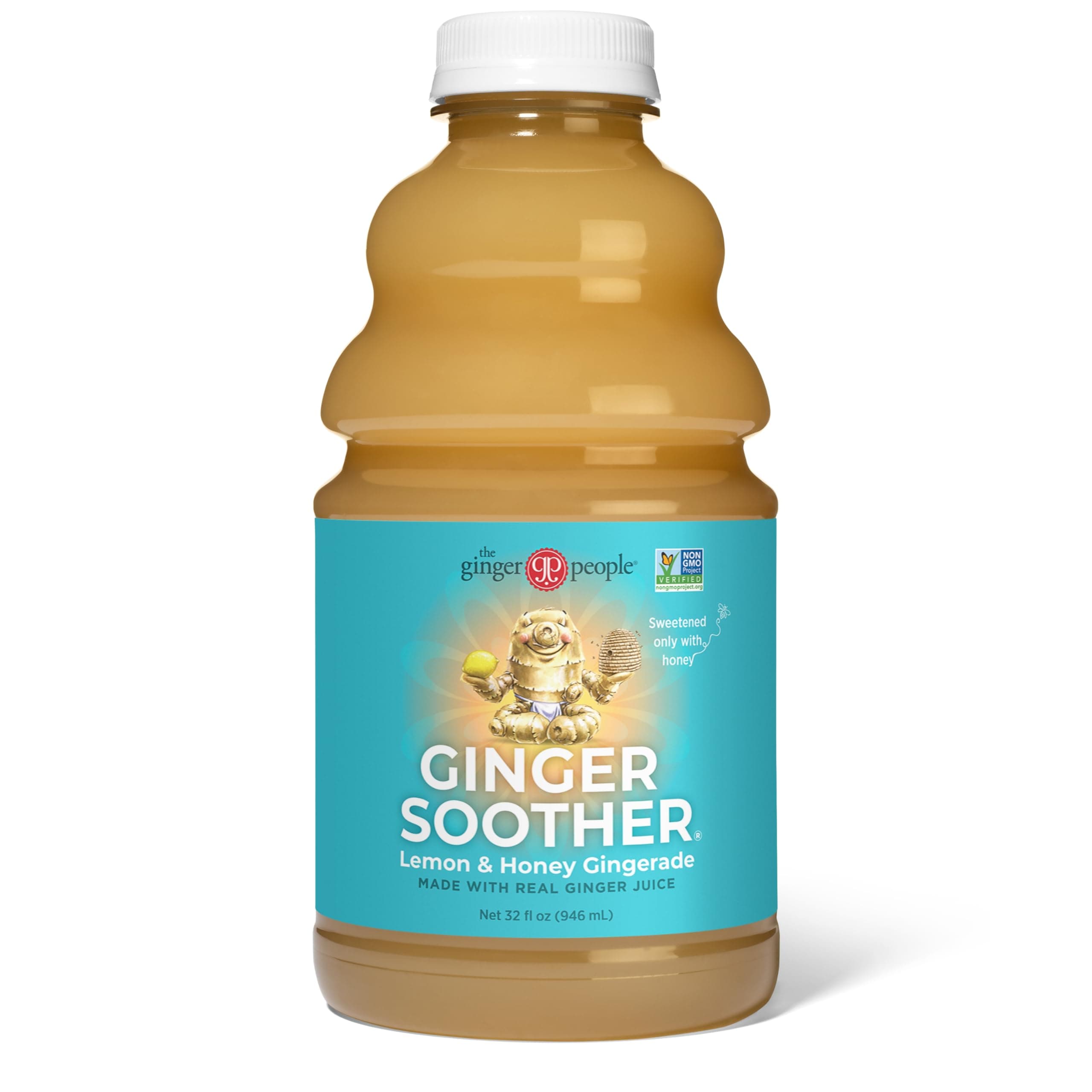 Ginger Soother Lemon & Honey Gingerade – Digestive Support, Sweetened only with Honey, Real Ingredients, Enjoy Hot or Cold - 32 Fl Oz Bottle (Pack of 1)