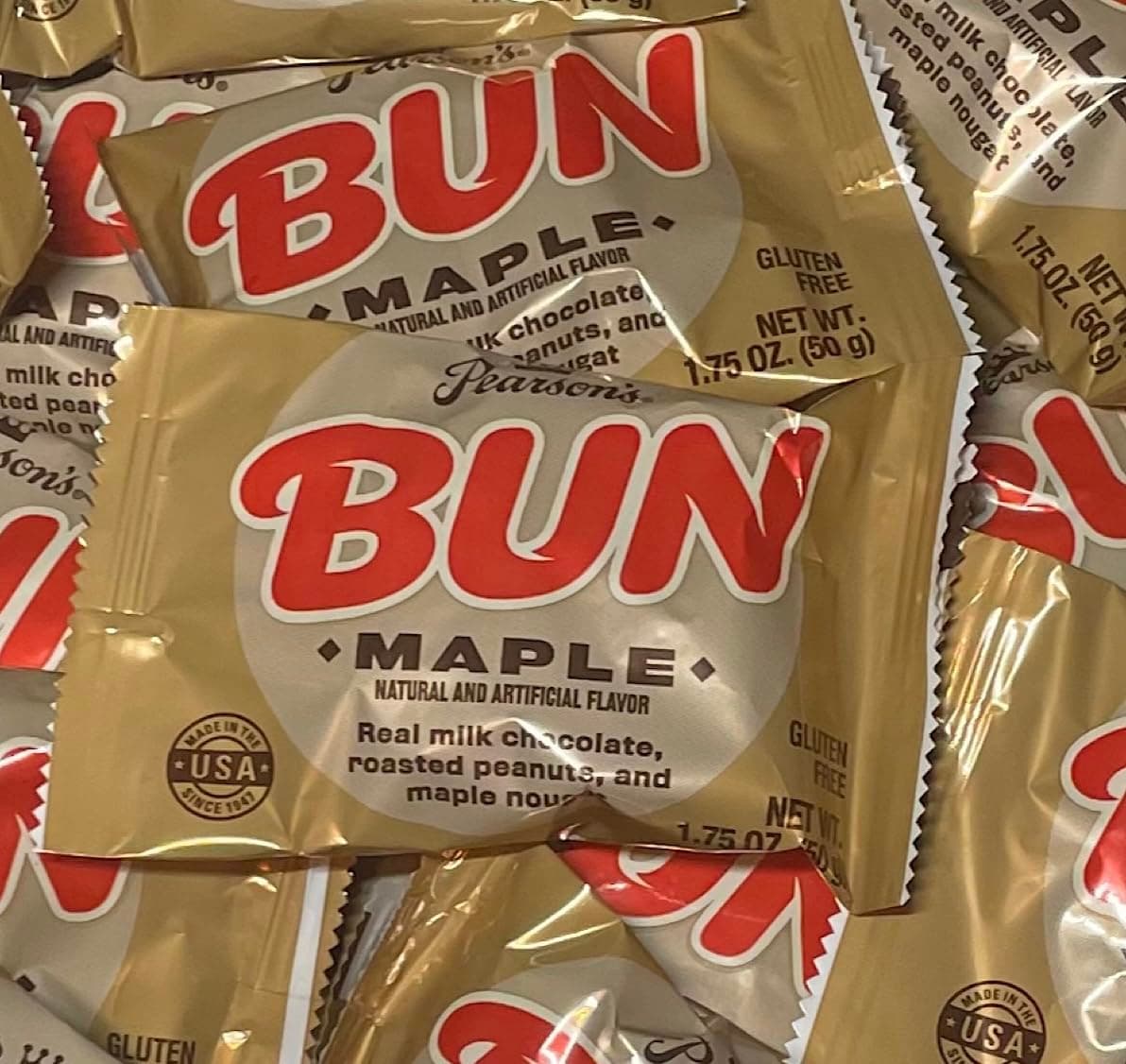 Maple Bun Candy Bars - Bulk (1 pound) Plus GTF Sticker