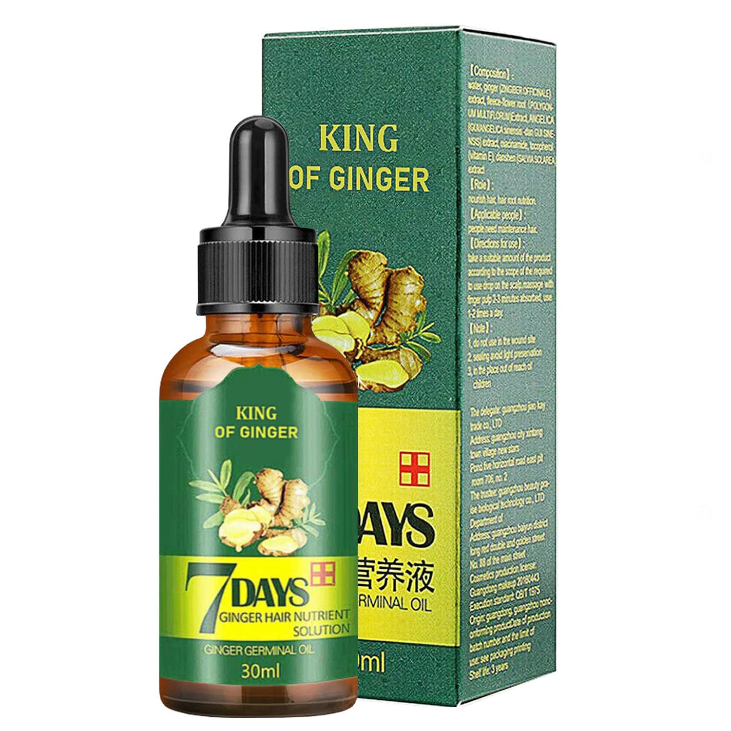 TSSPLUS Hair Regrow 7 Day,Hair follicle regrowth,Ginger Essential Oil,Ginger Germinal Serum Essence Oil Loss Treatement Growth,grow hair serum,ginger hair growth oil,hair longer(30ML)