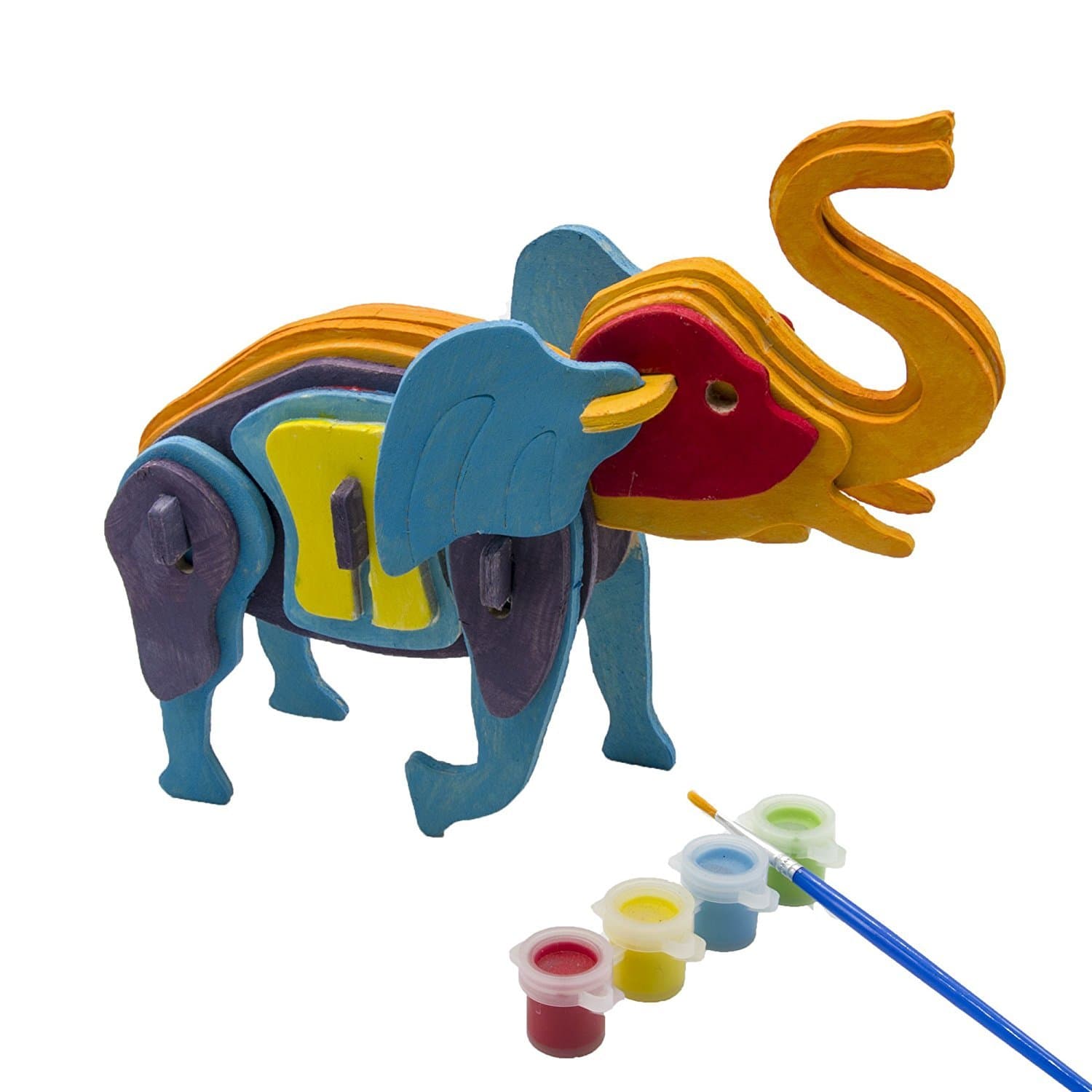 3d Puzzle Art Projects Craft Wood 3d Puzzles for Kids Ages 6-8 &up Assemble Paint DIY Animal Crafts Model Kits the Best Birthday Gifts Elephant