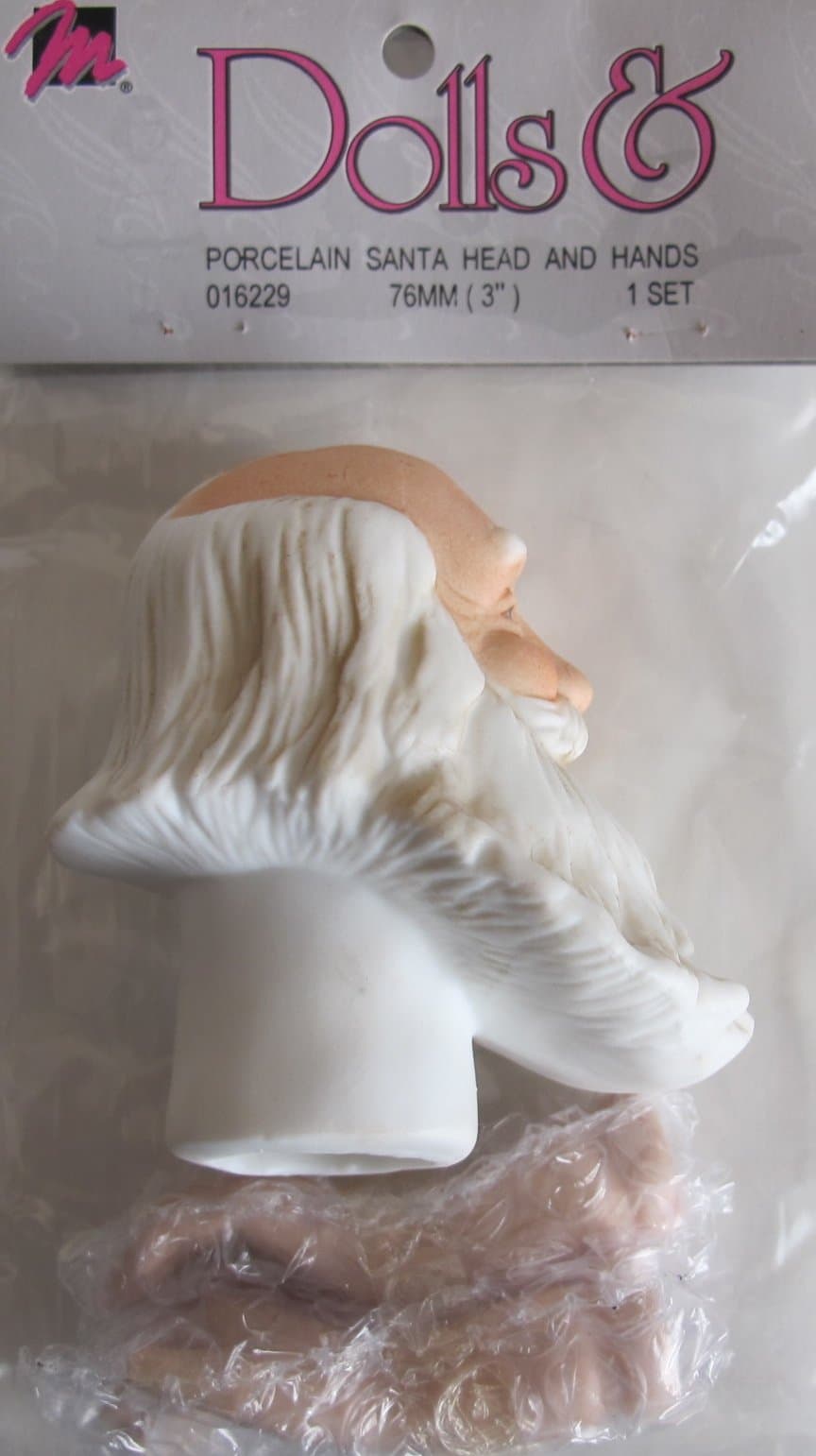 Mangelsen's Craft 1 SET of PORCELAIN 'Doll' SANTA HEAD and HANDS Set w 3" Detailed HEAD (1993)