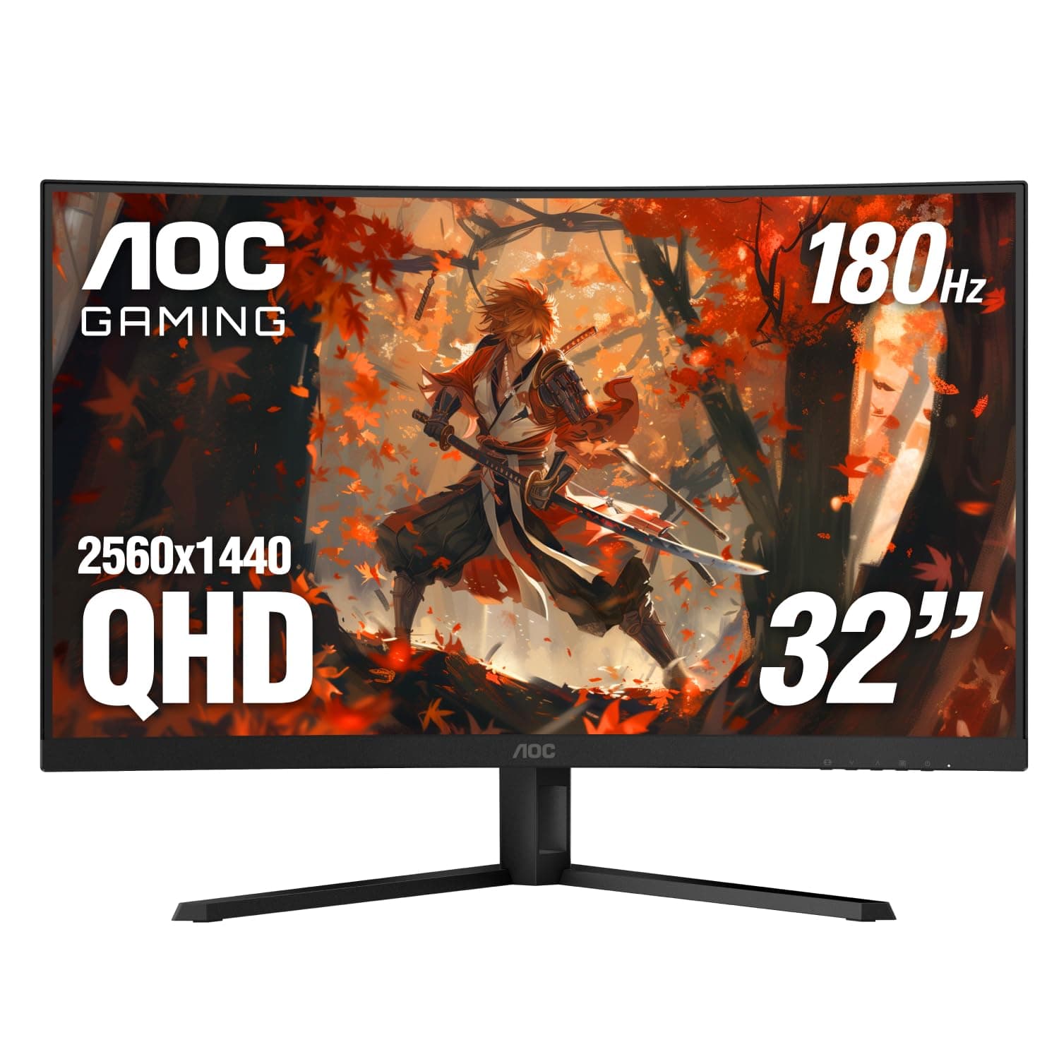 CQ32G4VE 32" Curved Frameless Gaming Monitor 2K QHD, 1500R Curved VA, 180Hz, 0.5ms Response Time, 2X Display Port, 2X HDMI, Gaming Console Compatible, 3-Year Zero Dead Pixel Guarantee