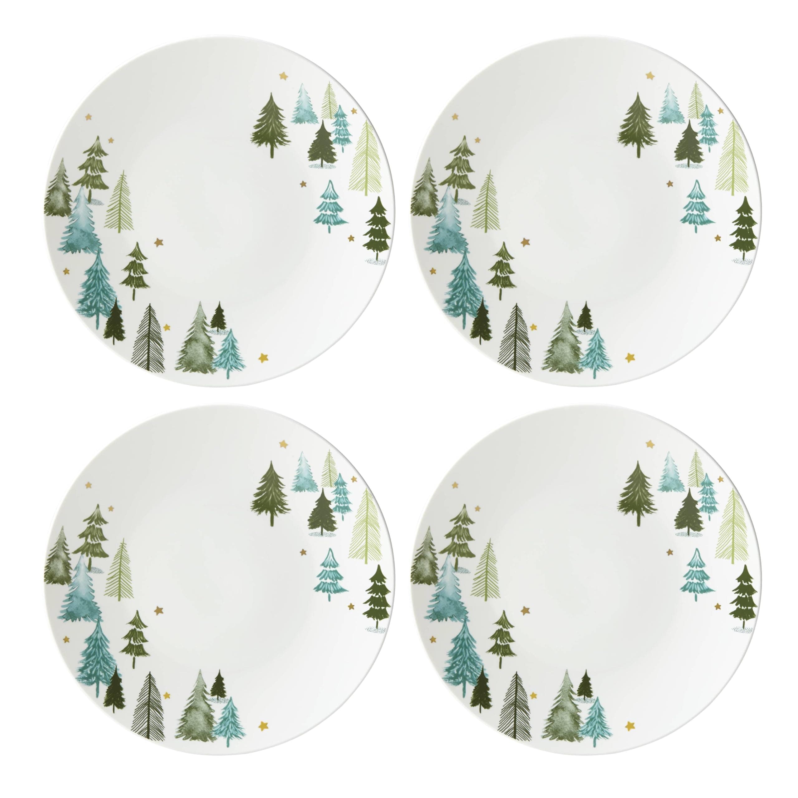 880068 Balsam Lane 4-Piece Dinner Plate Set(Green), Christmas Drinkware, Holiday Hosting